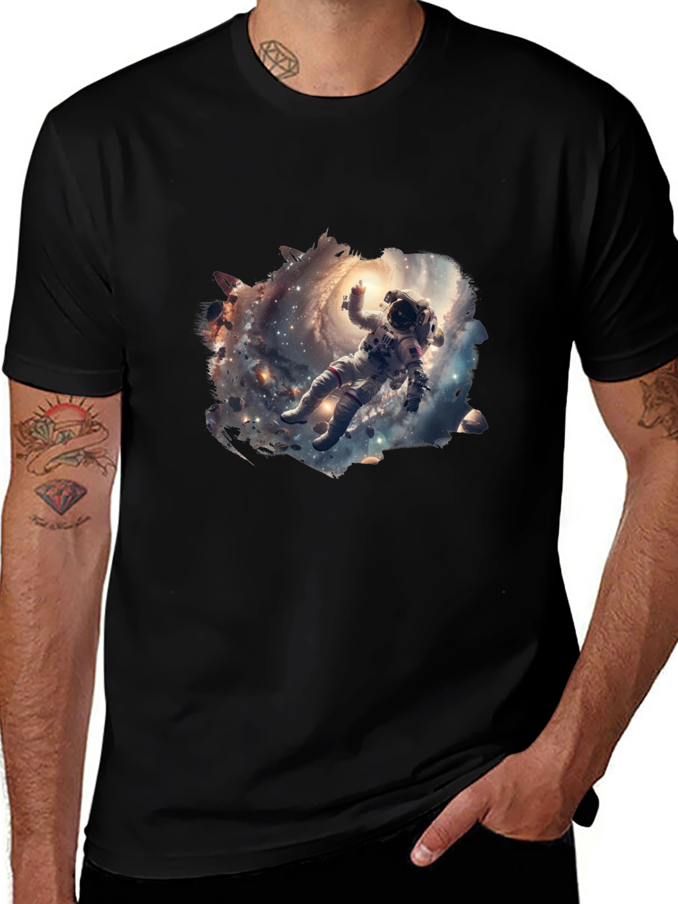 Variant 24 of Astronaut Galaxy Graphic T-Shirt - Black
