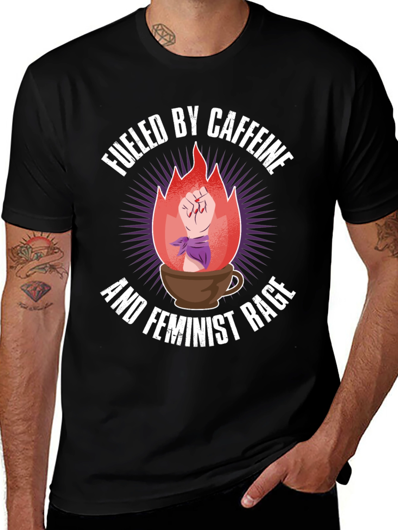 Variant 22 of Fueled By Caffeine Feminist Rage Graphic Tee