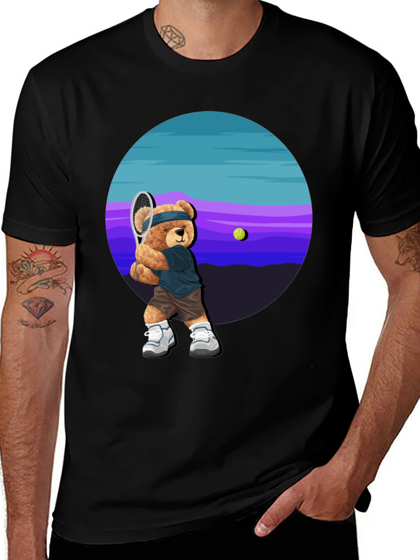 Variant 2 of Tennis Bear Graphic Tee - Cool Casual Shirt