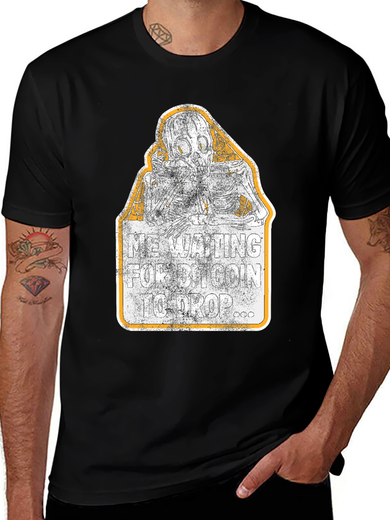 Variant 15 of Bitcoin Crypto Investor Waiting Skeleton Graphic T-Shirt