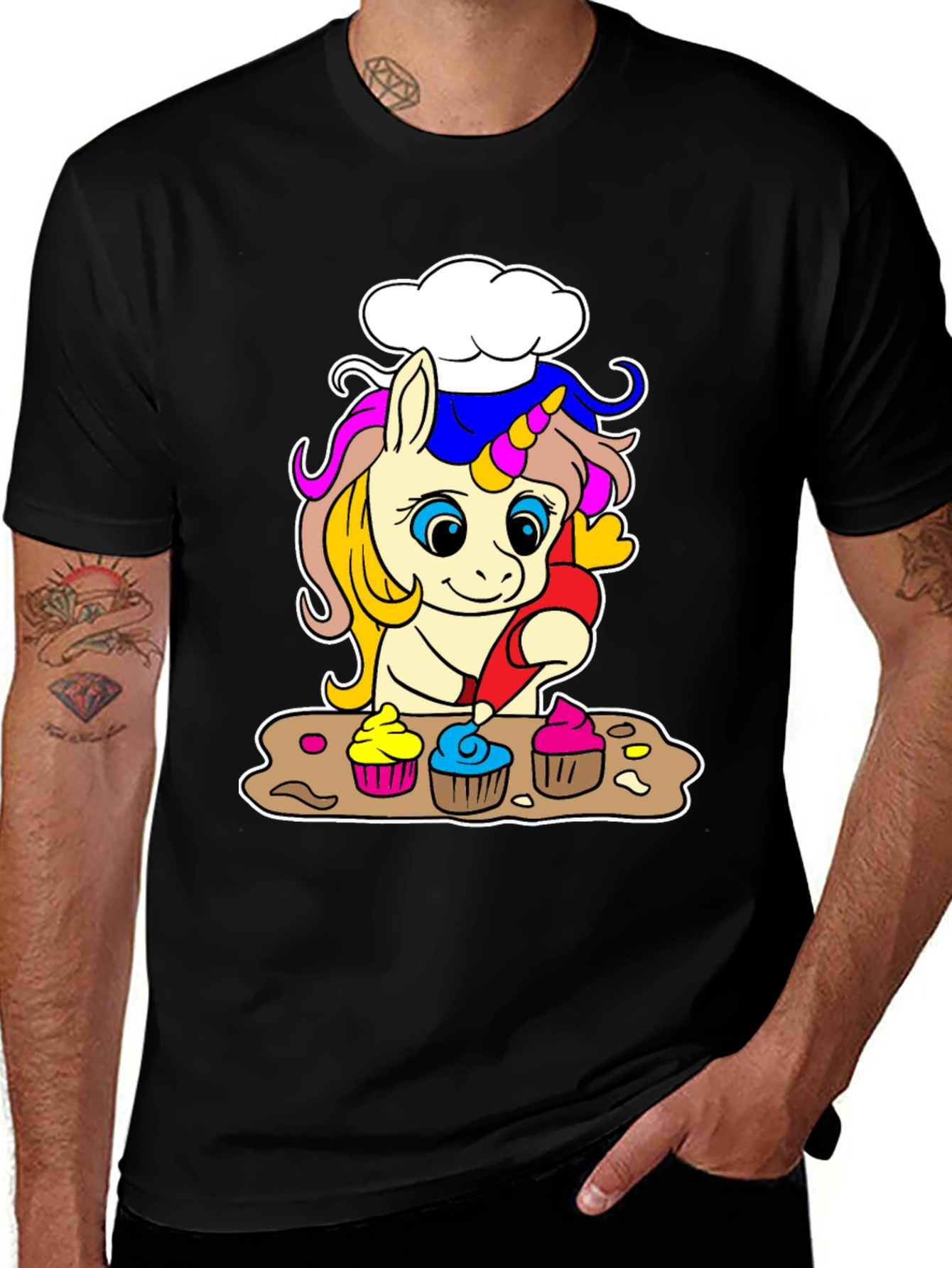 Variant 22 of Unicorn Chef T-Shirt - Baking Cupcake Design