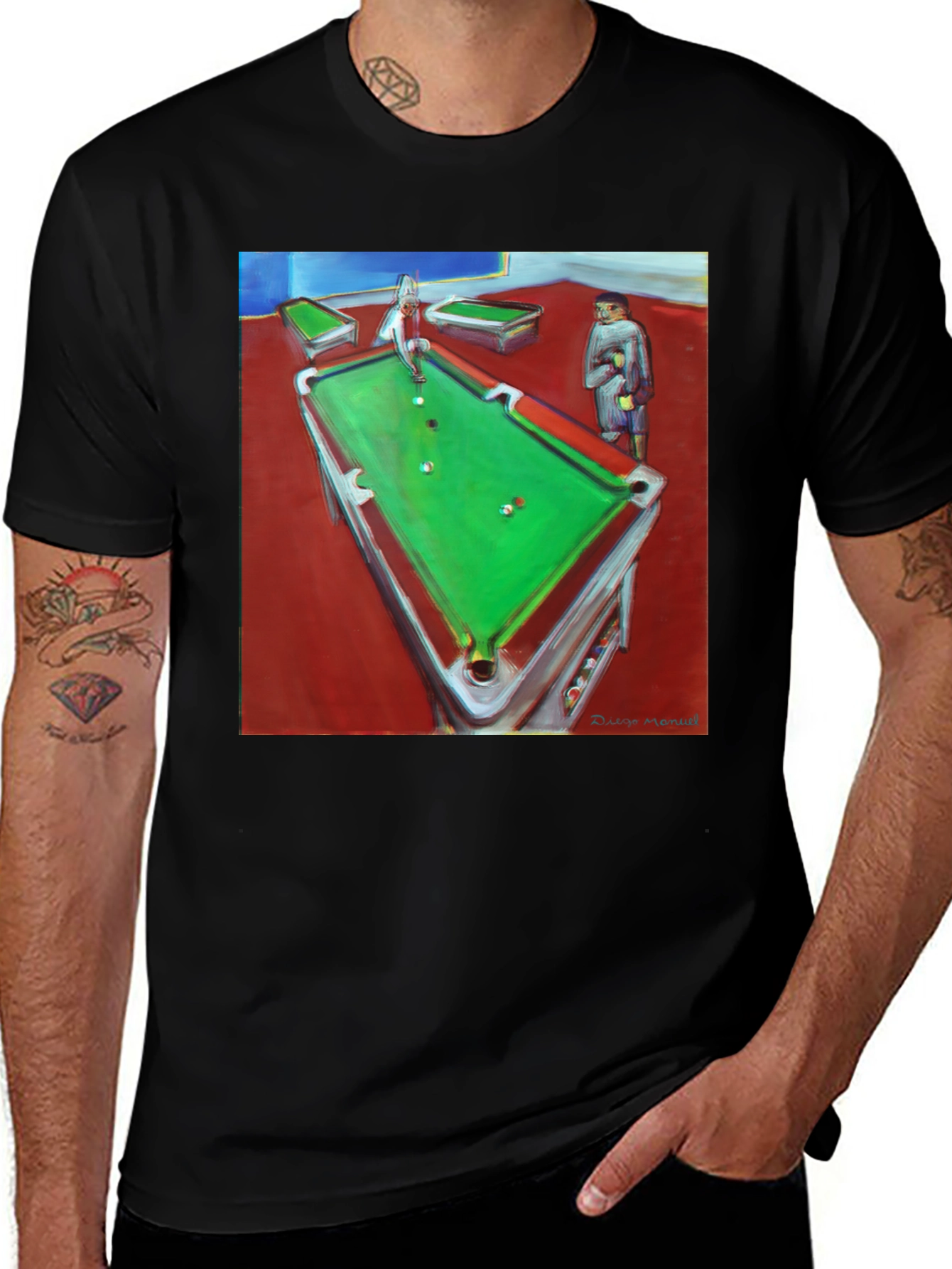 Variant 6 of Billiards T-Shirt: Artistic Pool Hall Design