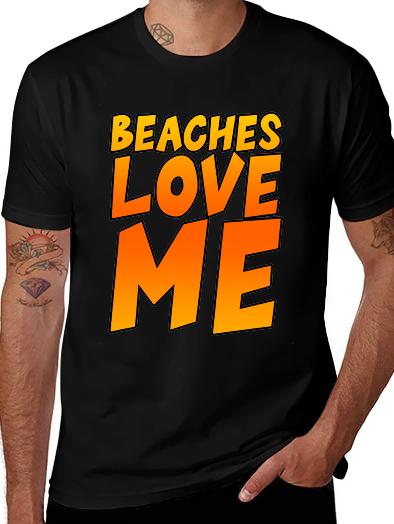 Variant 17 of Beaches Love Me Graphic Tee - Black Summer Fun Shirt