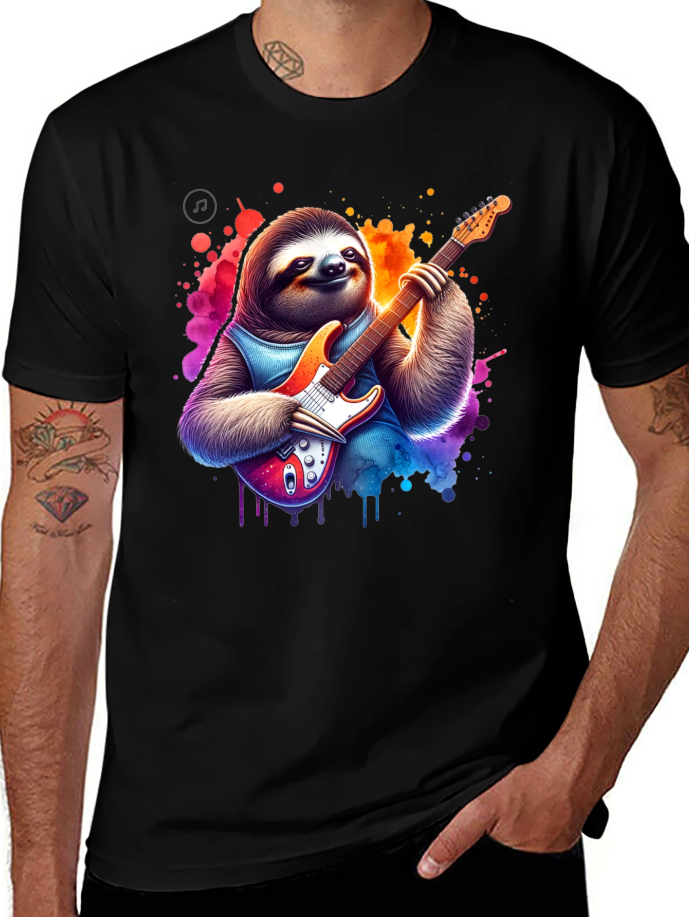 Variant 6 of Sloth Guitarist Graphic Tee - Rock On!