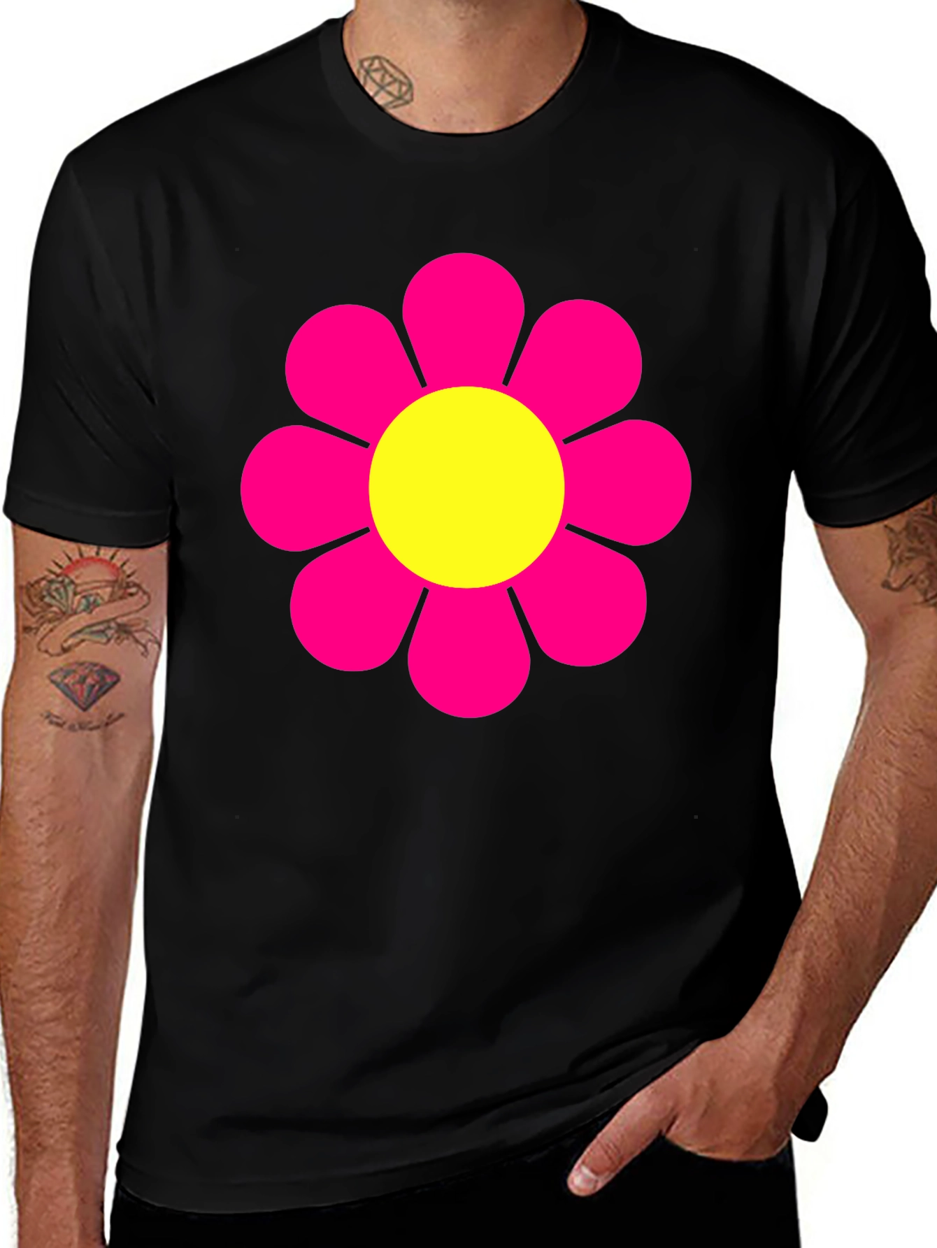 Variant 26 of Retro Floral Graphic Tee - Black