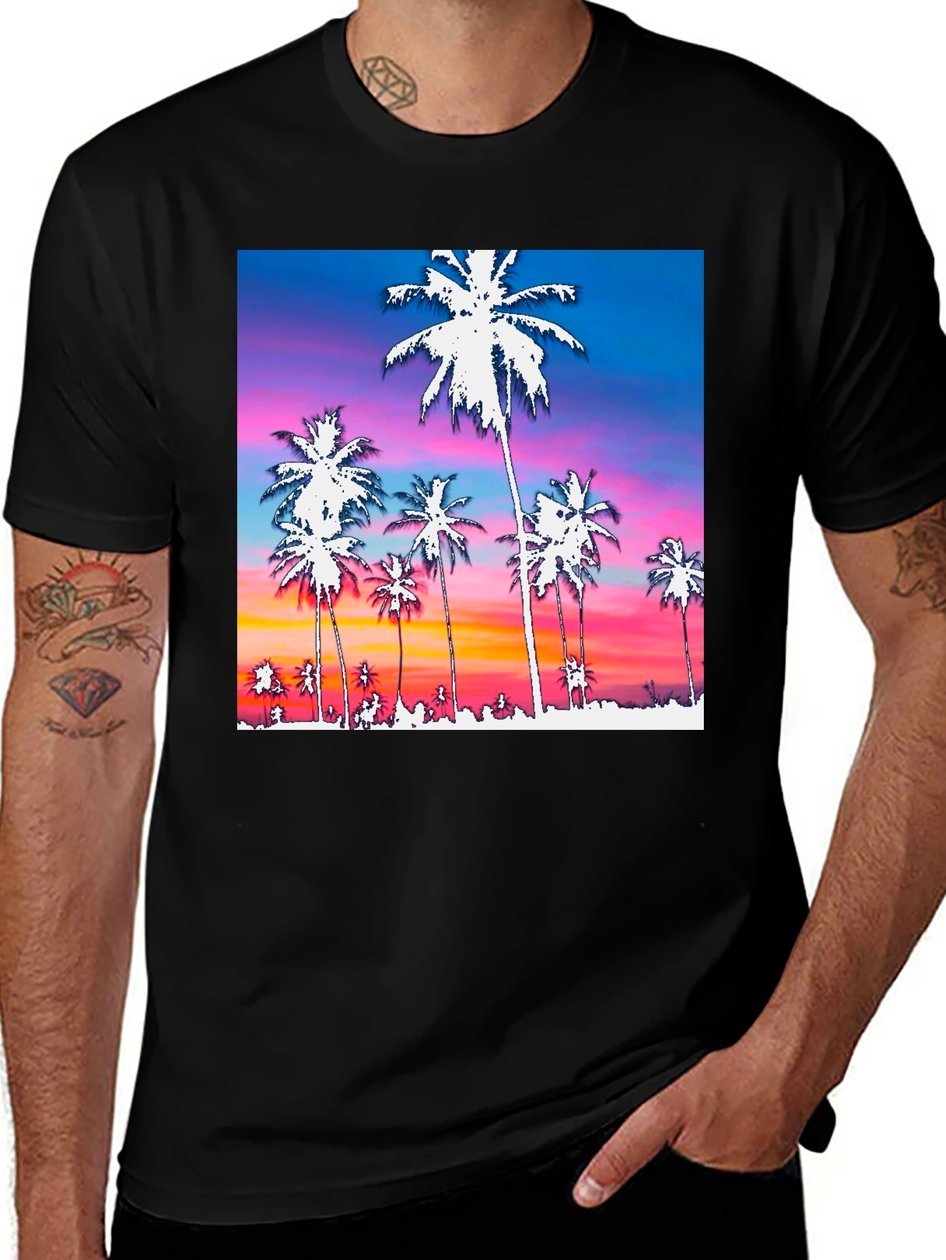 Variant 17 of Tropical Sunset Palm Tree Graphic Tee