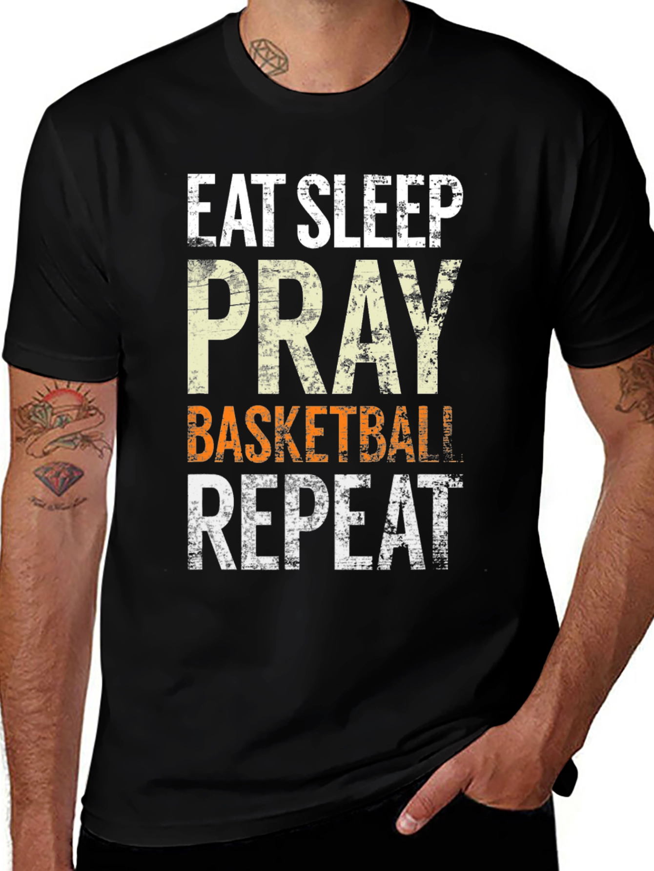 Variant 8 of Eat Sleep Pray Basketball Repeat Graphic Tee
