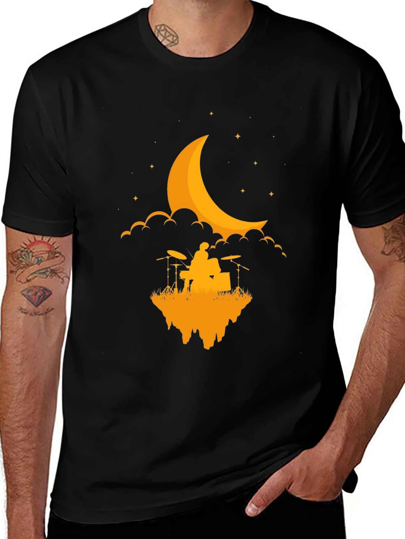 Variant 18 of Drummer Moon T-Shirt - Black