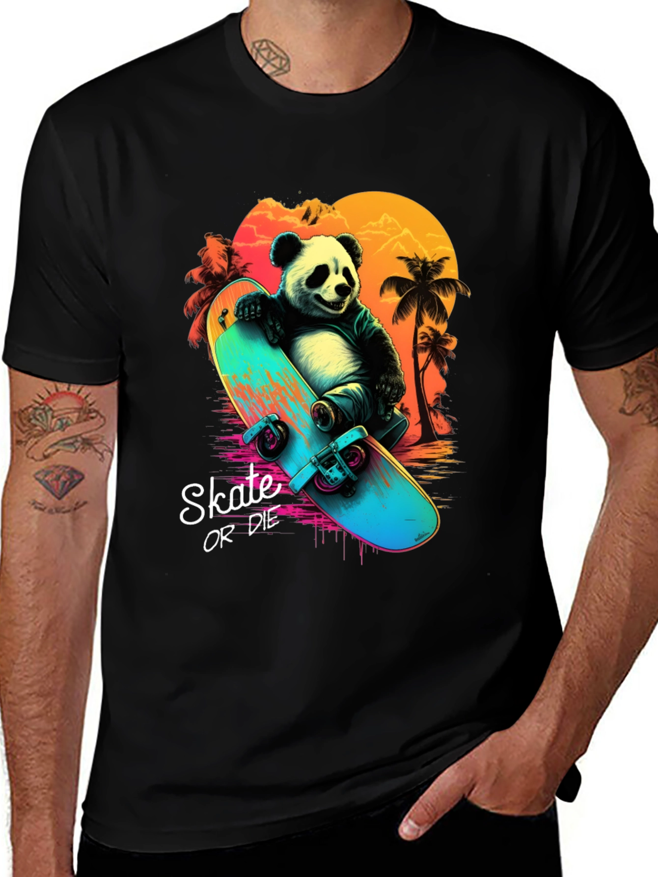 Variant 4 of Panda Skate or Die Graphic T-Shirt