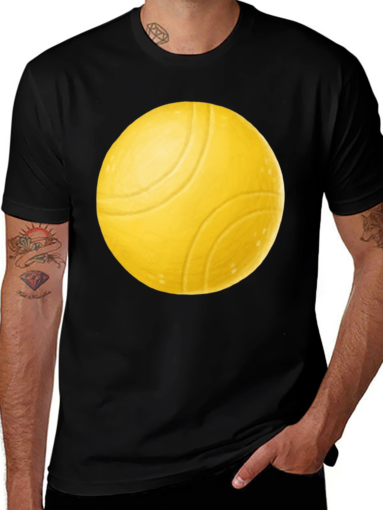 Variant 6 of Yellow Ball Graphic Black T-Shirt