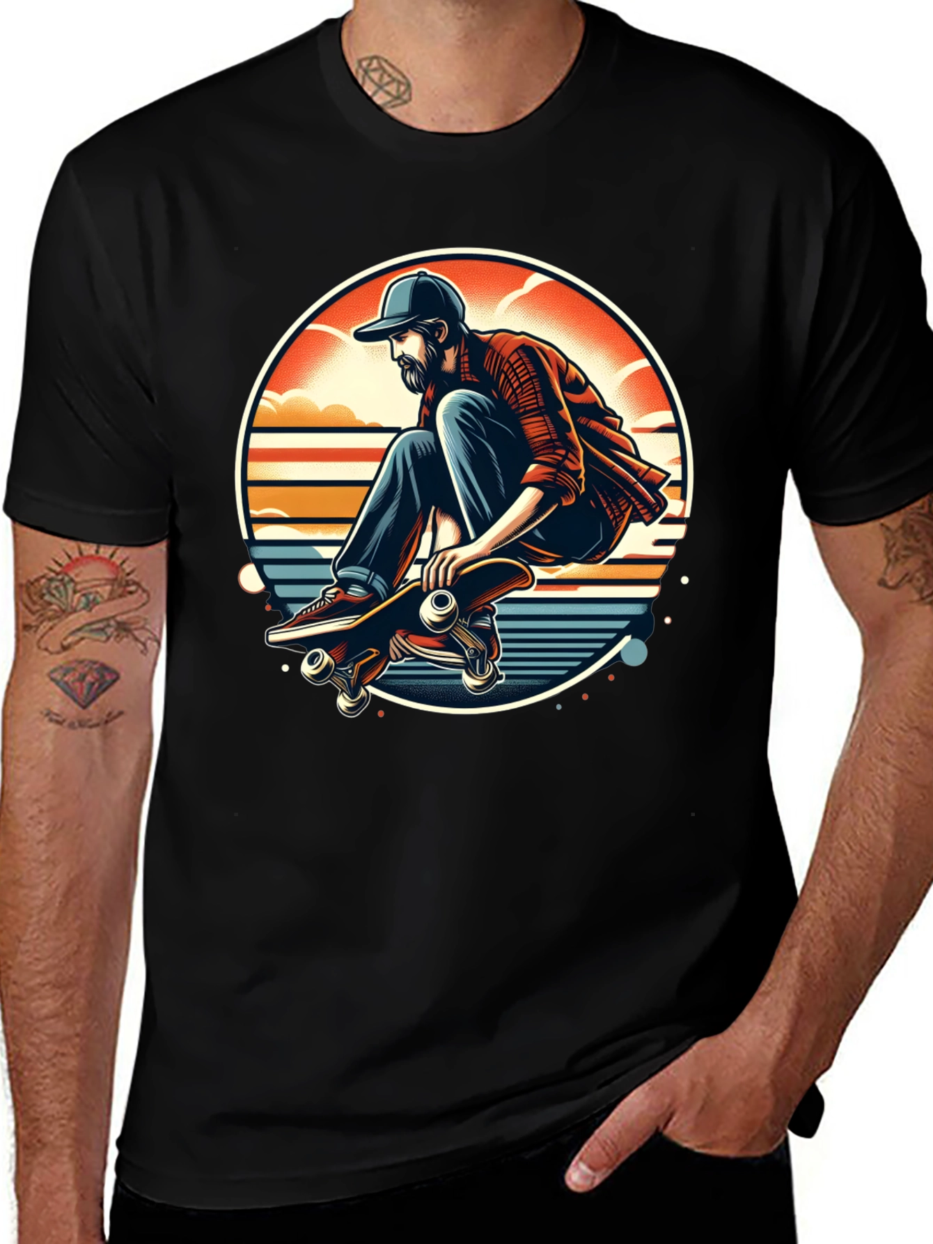 Variant 28 of Skateboarder Graphic T-Shirt - Cool Retro Design