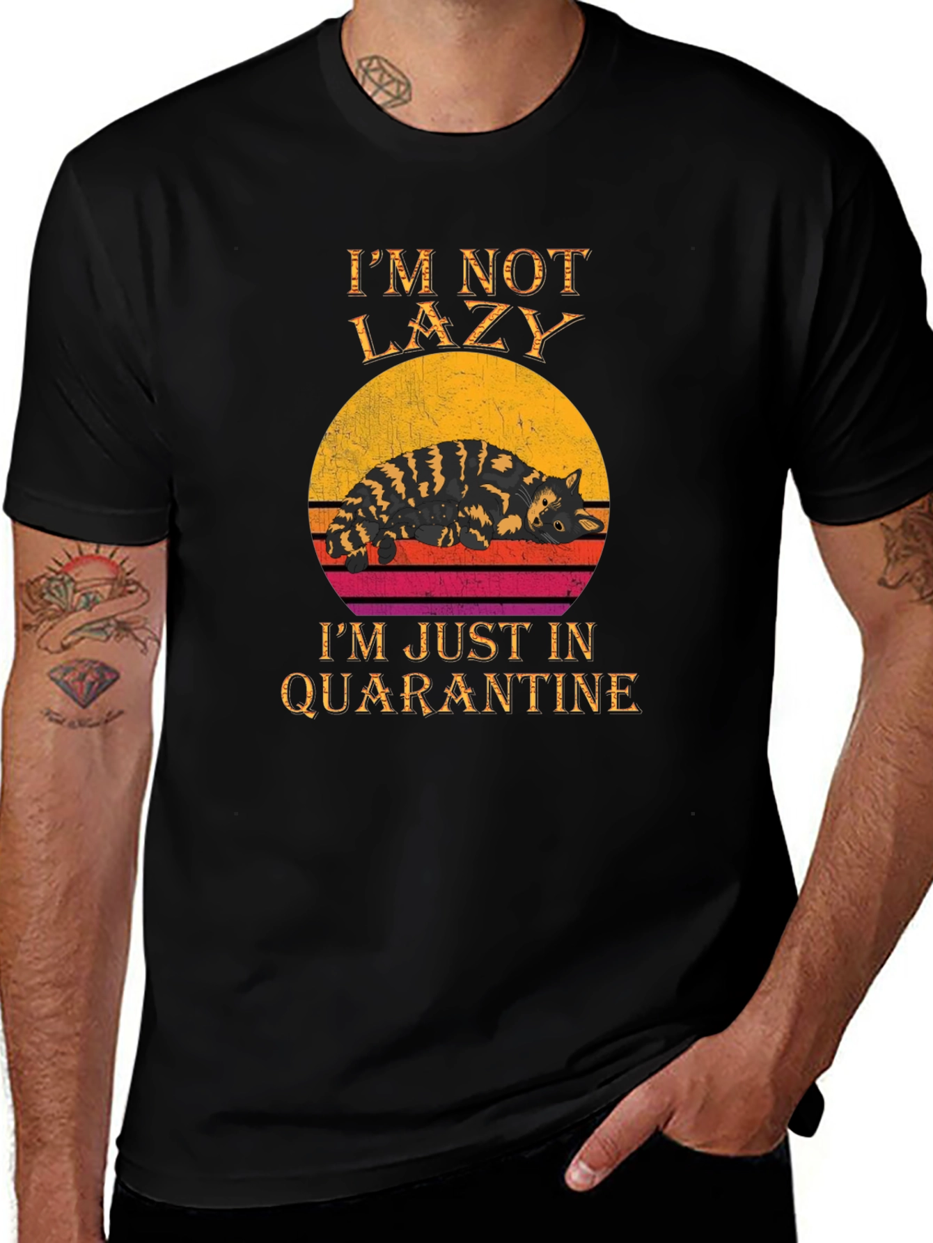 Variant 6 of I'm Not Lazy Quarantine Cat Graphic Tee