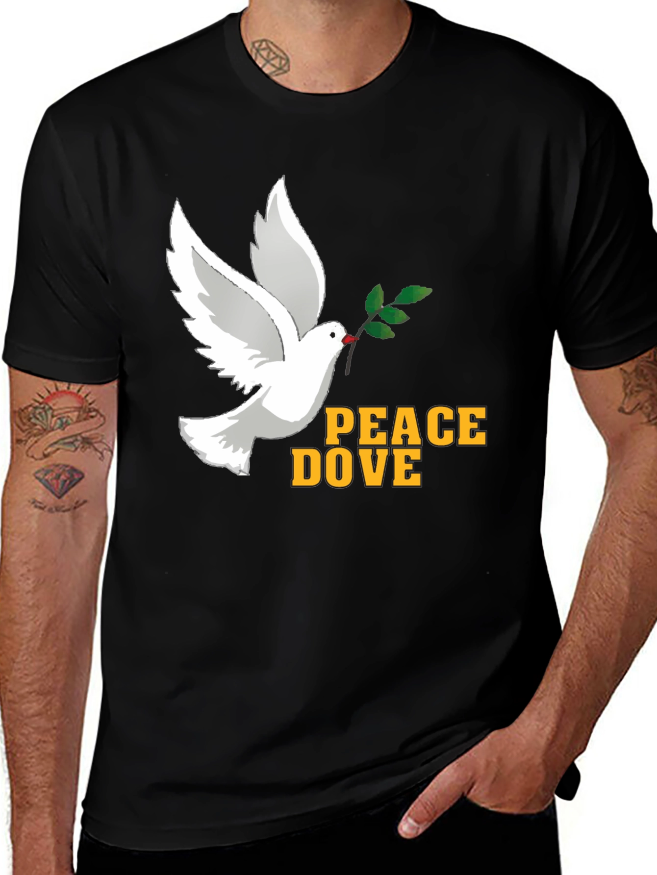 Variant 8 of Peace Dove Graphic T-Shirt - Soft Cotton Blend, Black