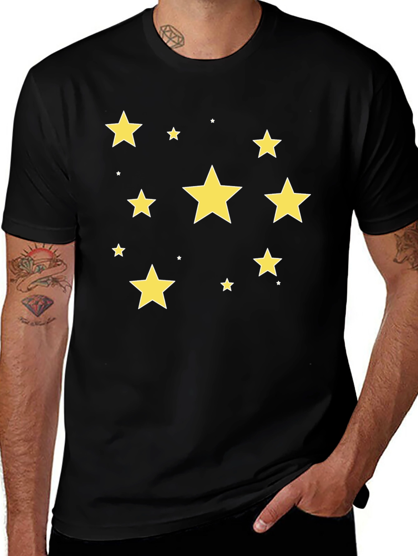Variant 13 of Starry Night T-Shirt - Black Cotton Crew Neck