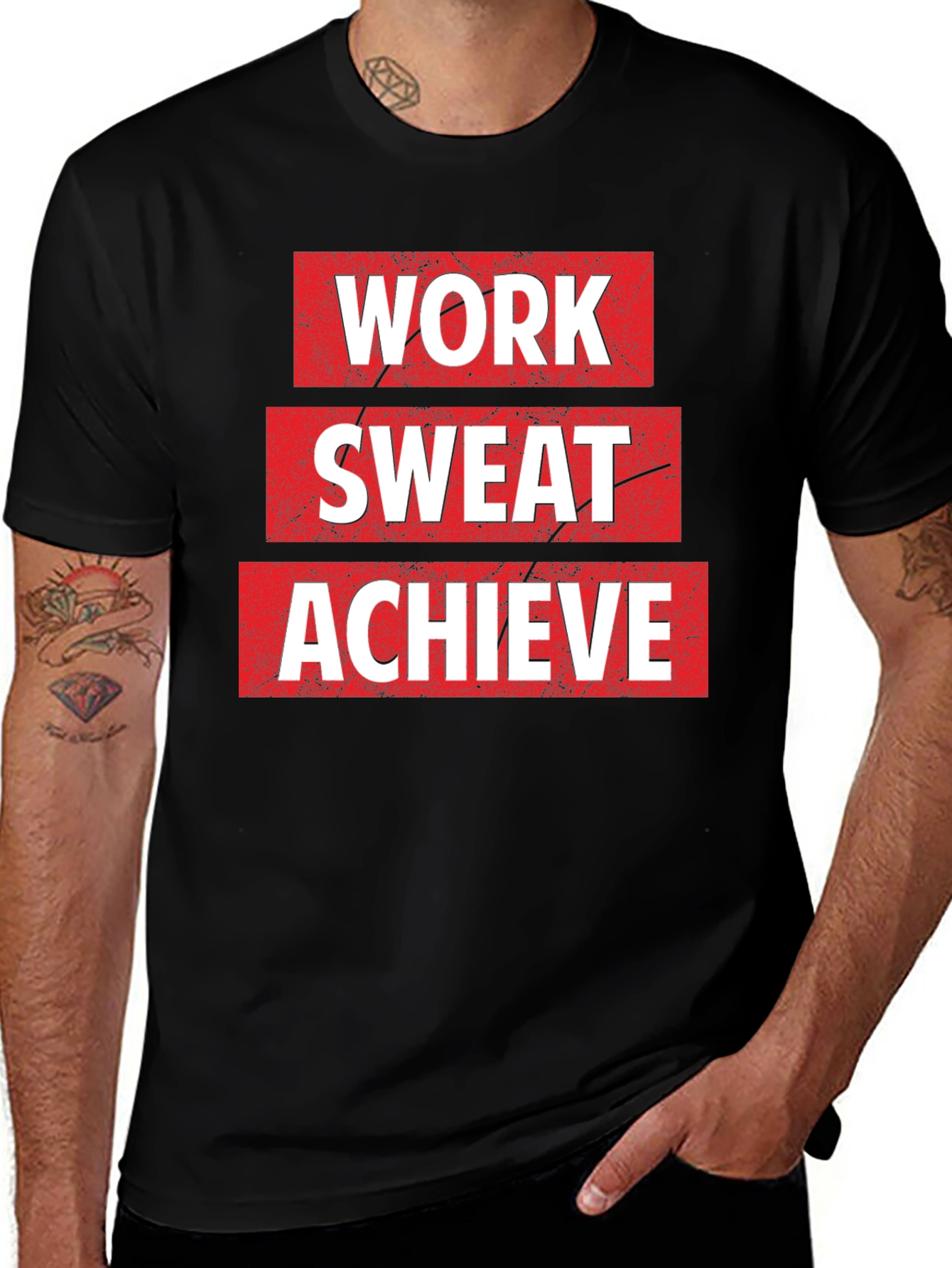 Variant 7 of Work Sweat Achieve Black Graphic T-Shirt