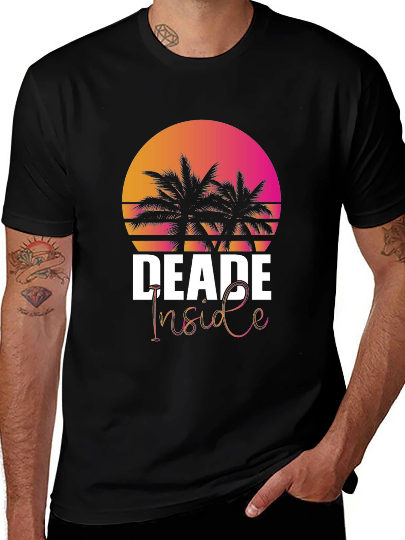 Variant 21 of Dead Inside Palm Sunset Graphic Tee
