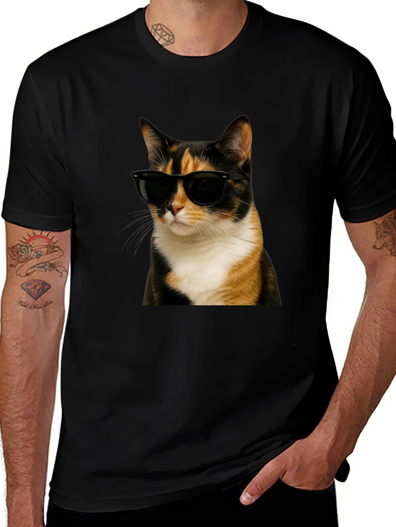 Variant 28 of Cool Cat Graphic T-Shirt - Black