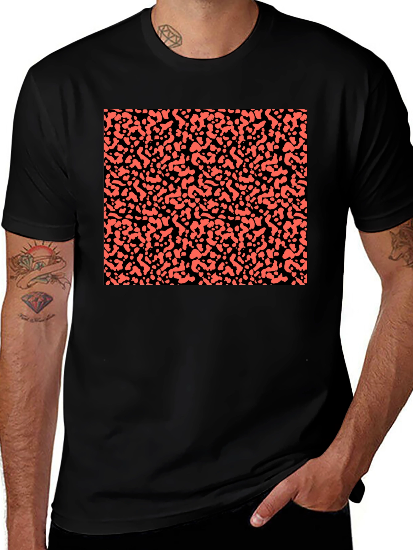 Variant 24 of Abstract Coral & Black Print Men's T-Shirt