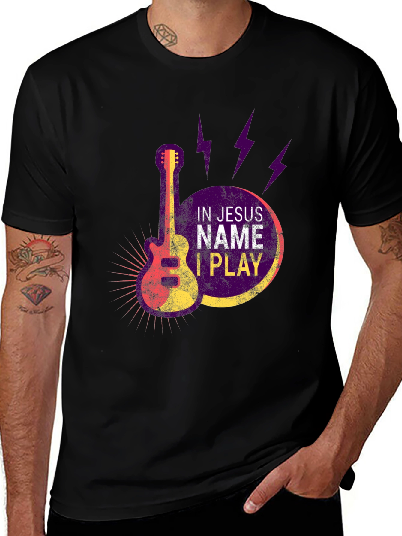 In Jesus Name I Play Guitar T-Shirt