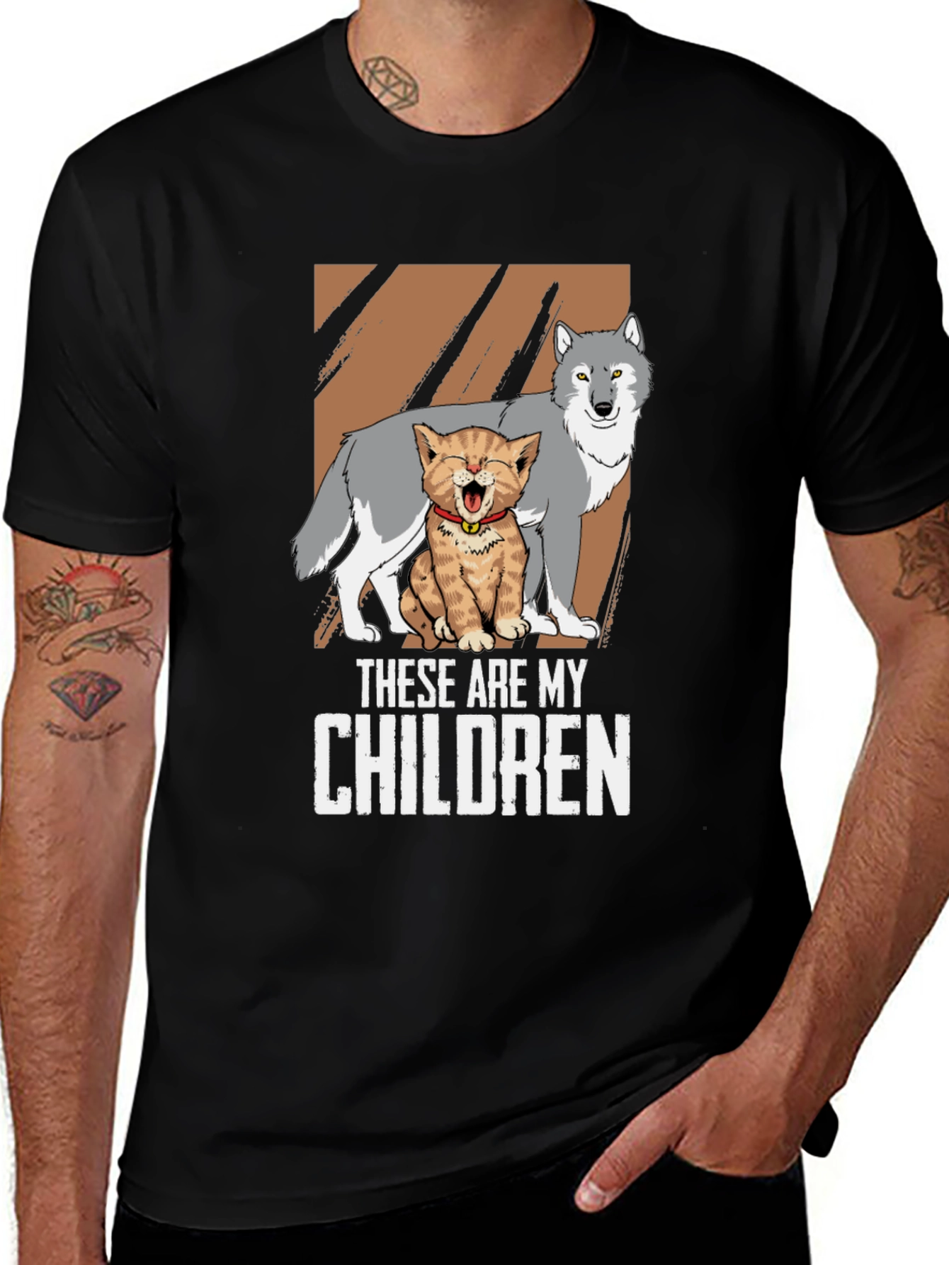 Variant 14 of These Are My Children T-Shirt - Cat and Wolf Design