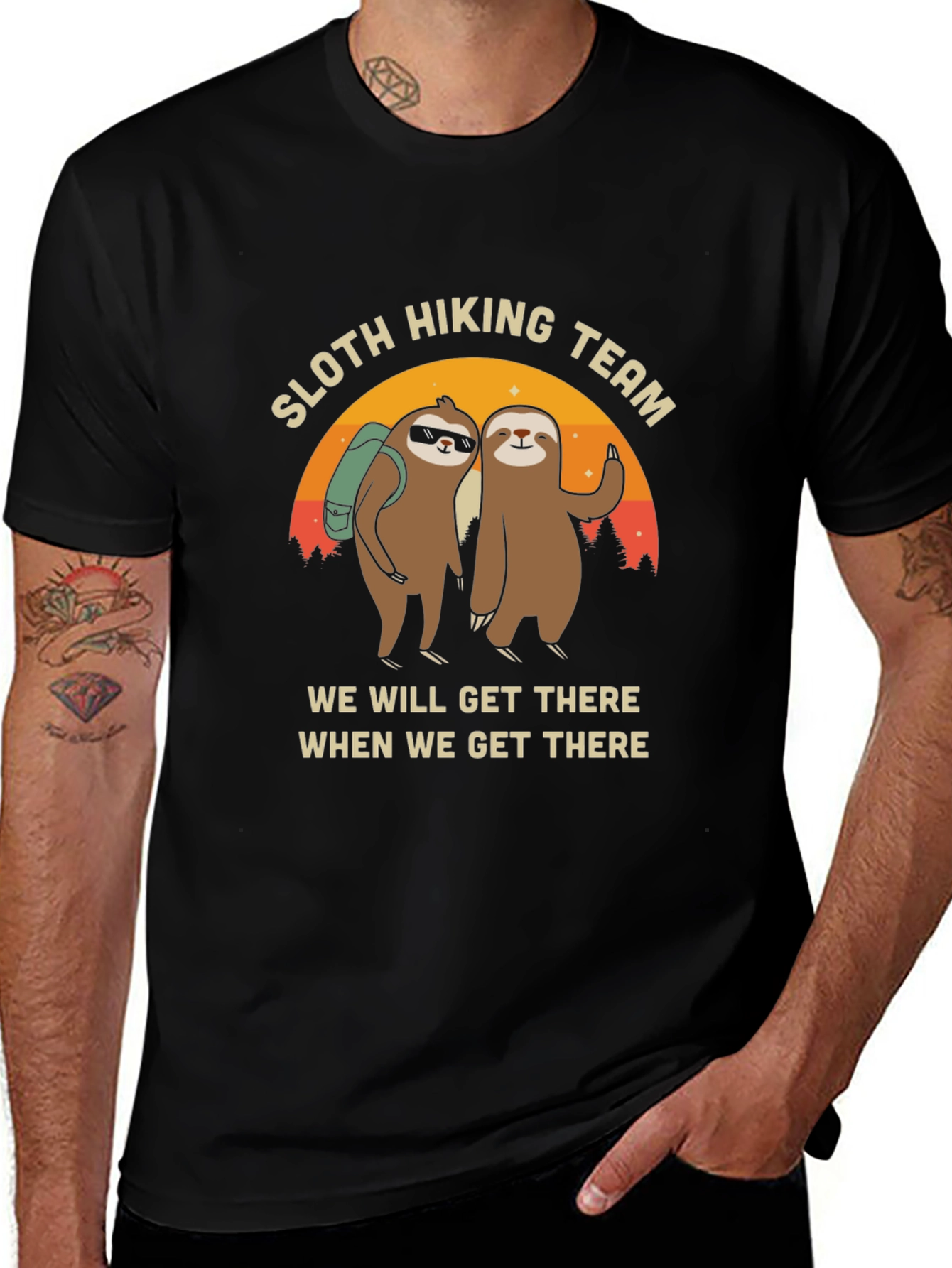 Sloth Hiking Team Graphic T-Shirt