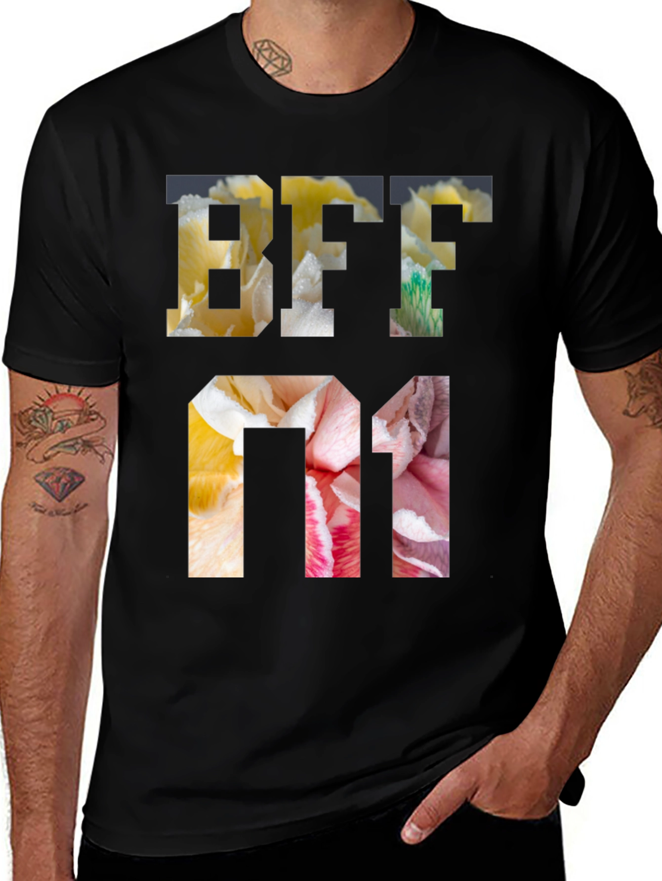 Variant 8 of Floral BFF T-Shirt - Best Friends Forever Tee