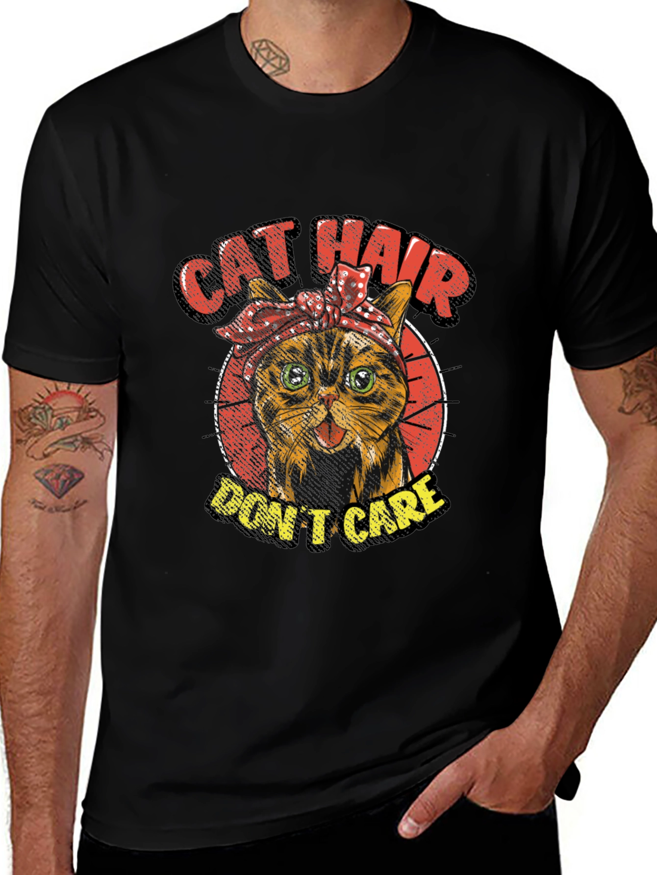 Variant 17 of Cat Hair Don't Care Graphic T-Shirt