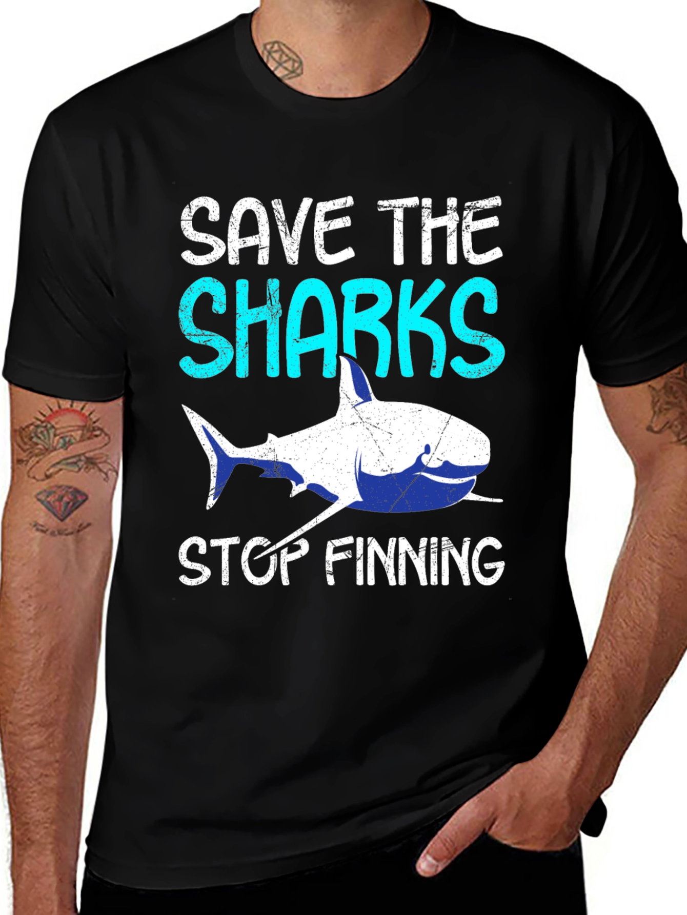 Variant 18 of Save The Sharks Stop Finning Graphic Tee