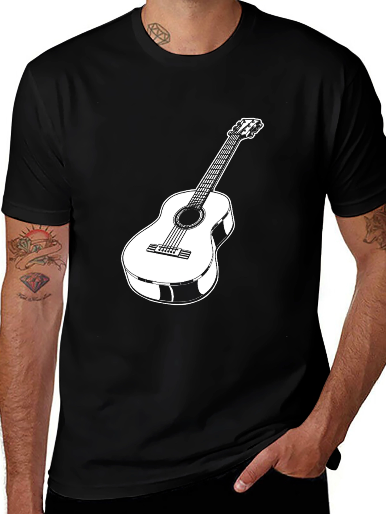 Variant 8 of Guitar Graphic Tee - Classic Musician Style