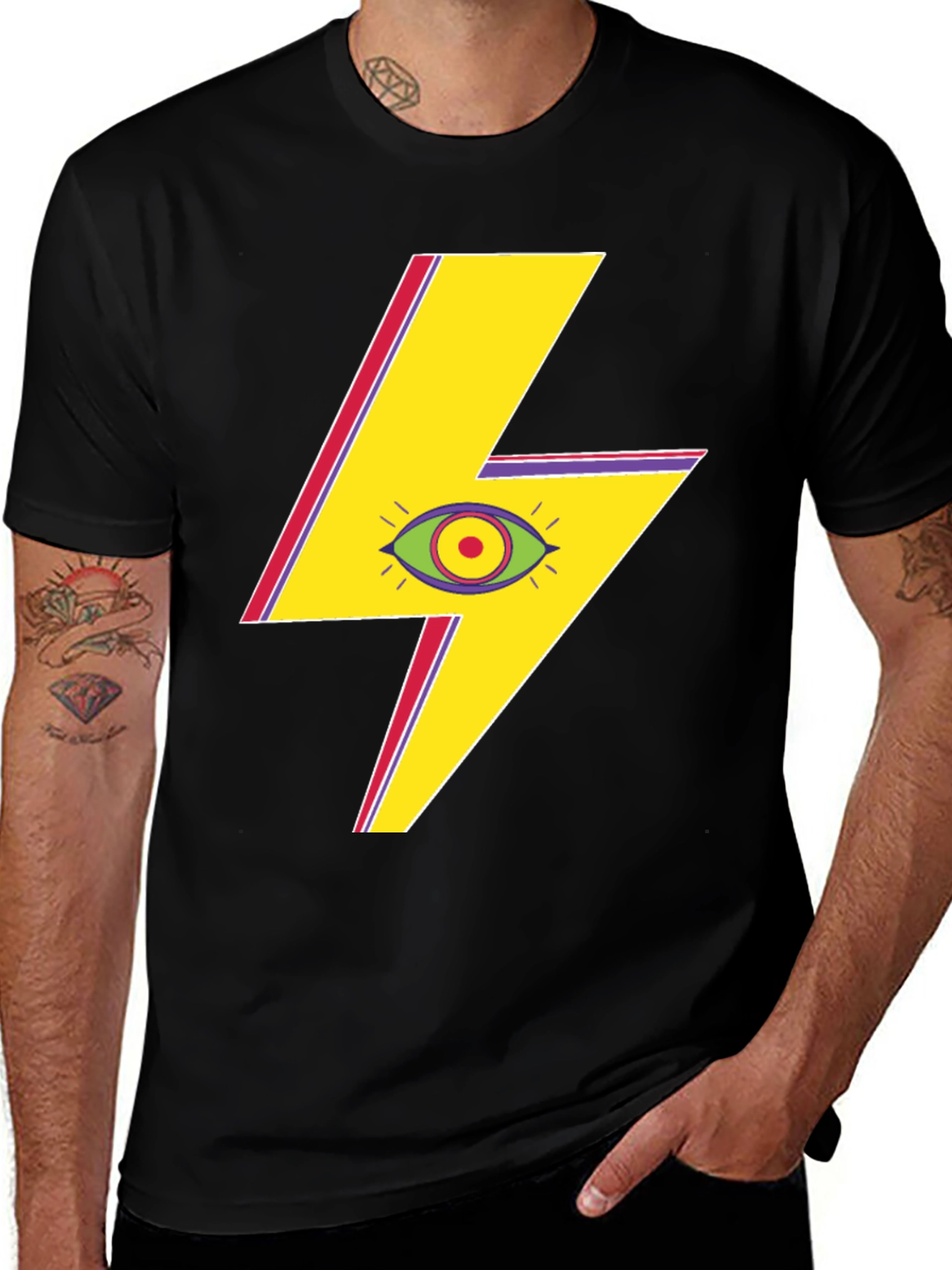 Variant 6 of Eye Lightning Bolt Graphic Tee - Bold Statement T-Shirt