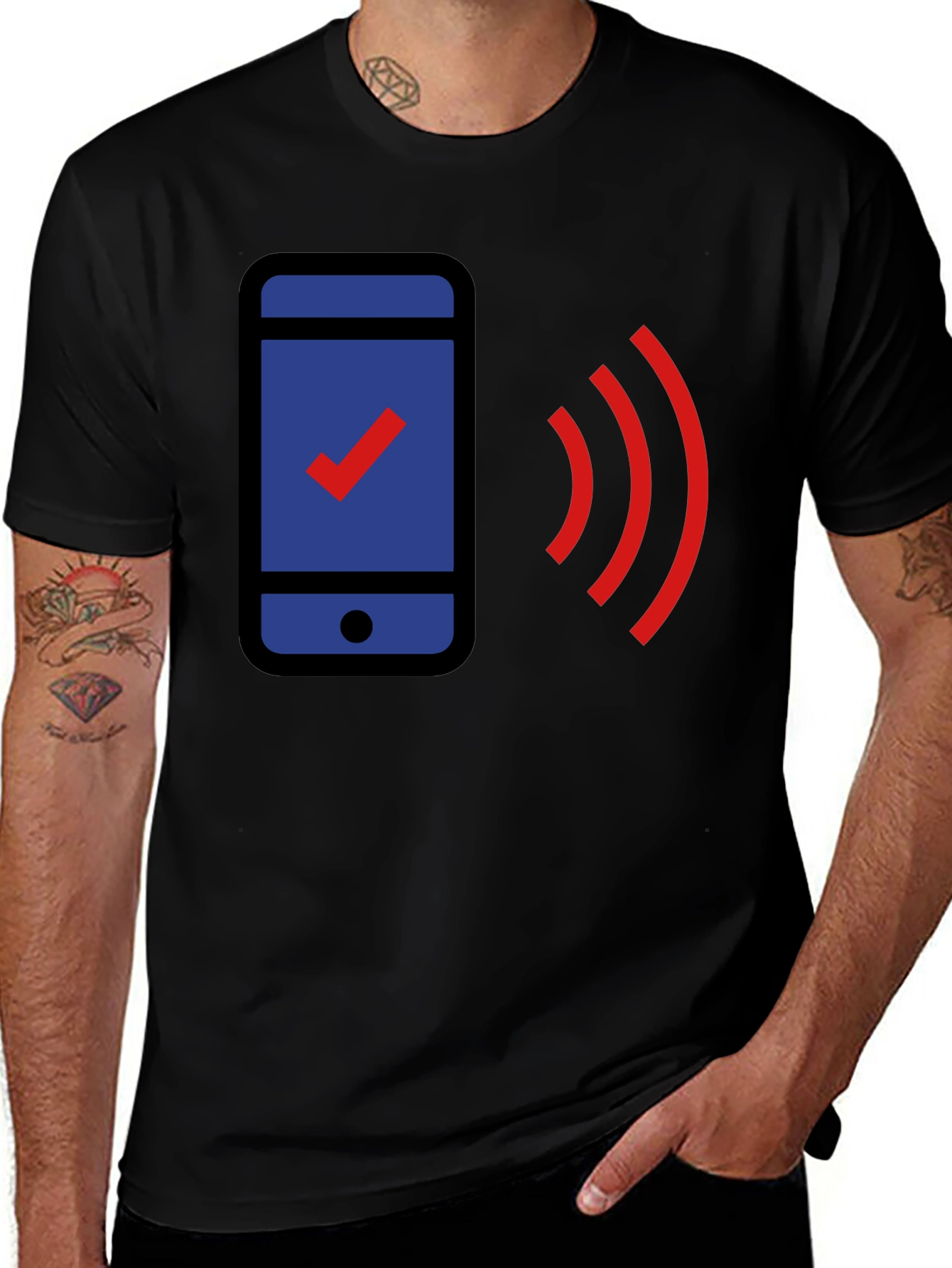 Connected T-Shirt - Black, Novelty Phone Design