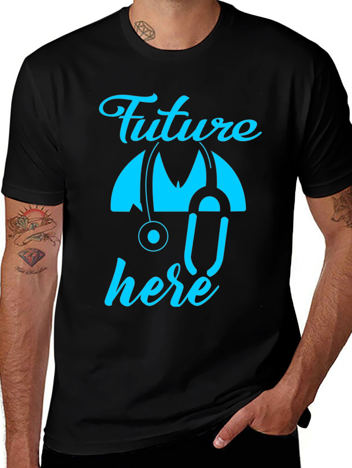 Black Future Doctor Here T-Shirt - Black main image