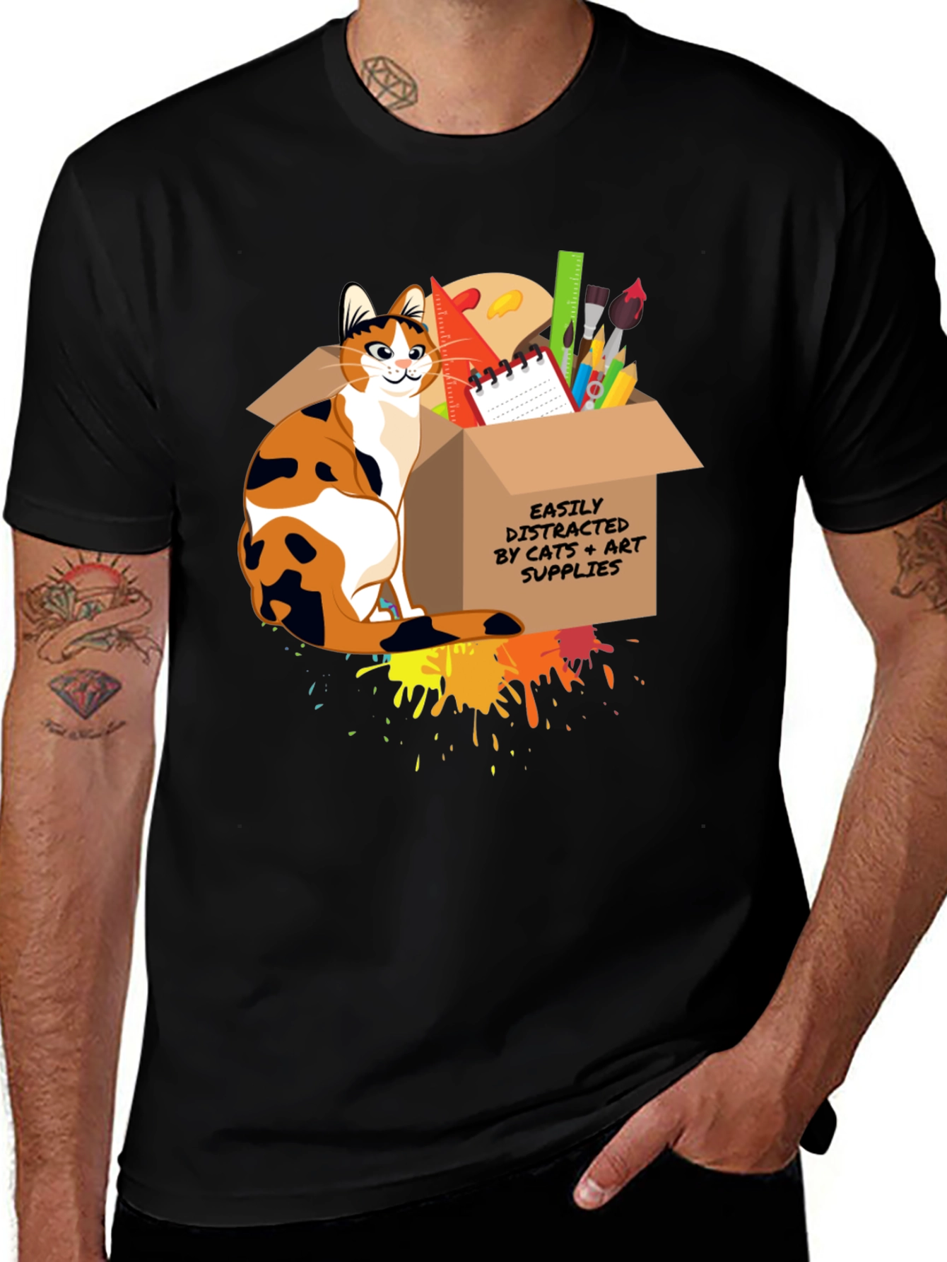 Variant 2 of Cat & Art Supplies Graphic T-Shirt