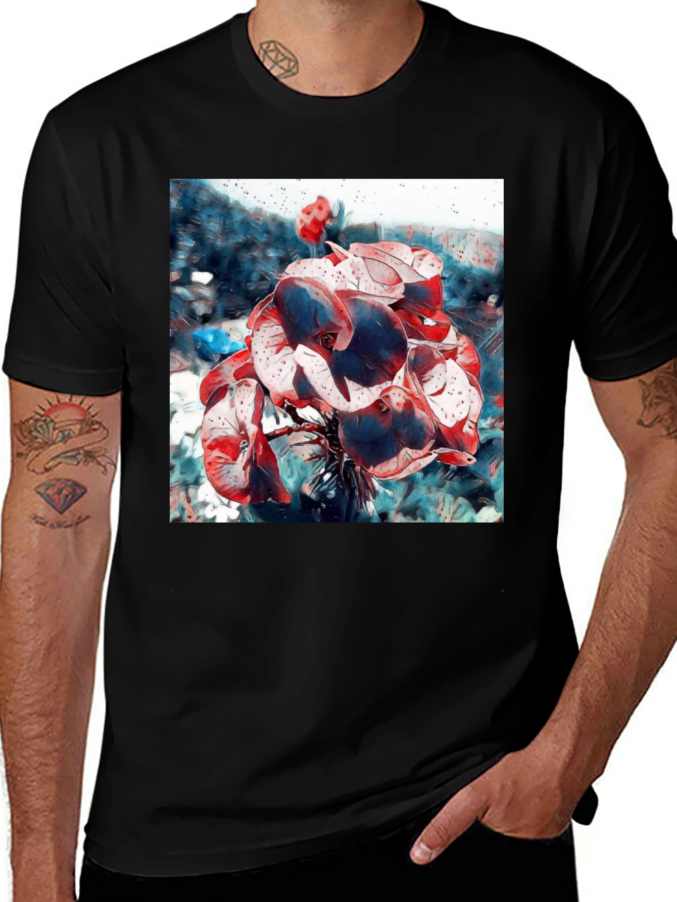 Variant 19 of Abstract Floral T-Shirt - Artistic Botanical Design