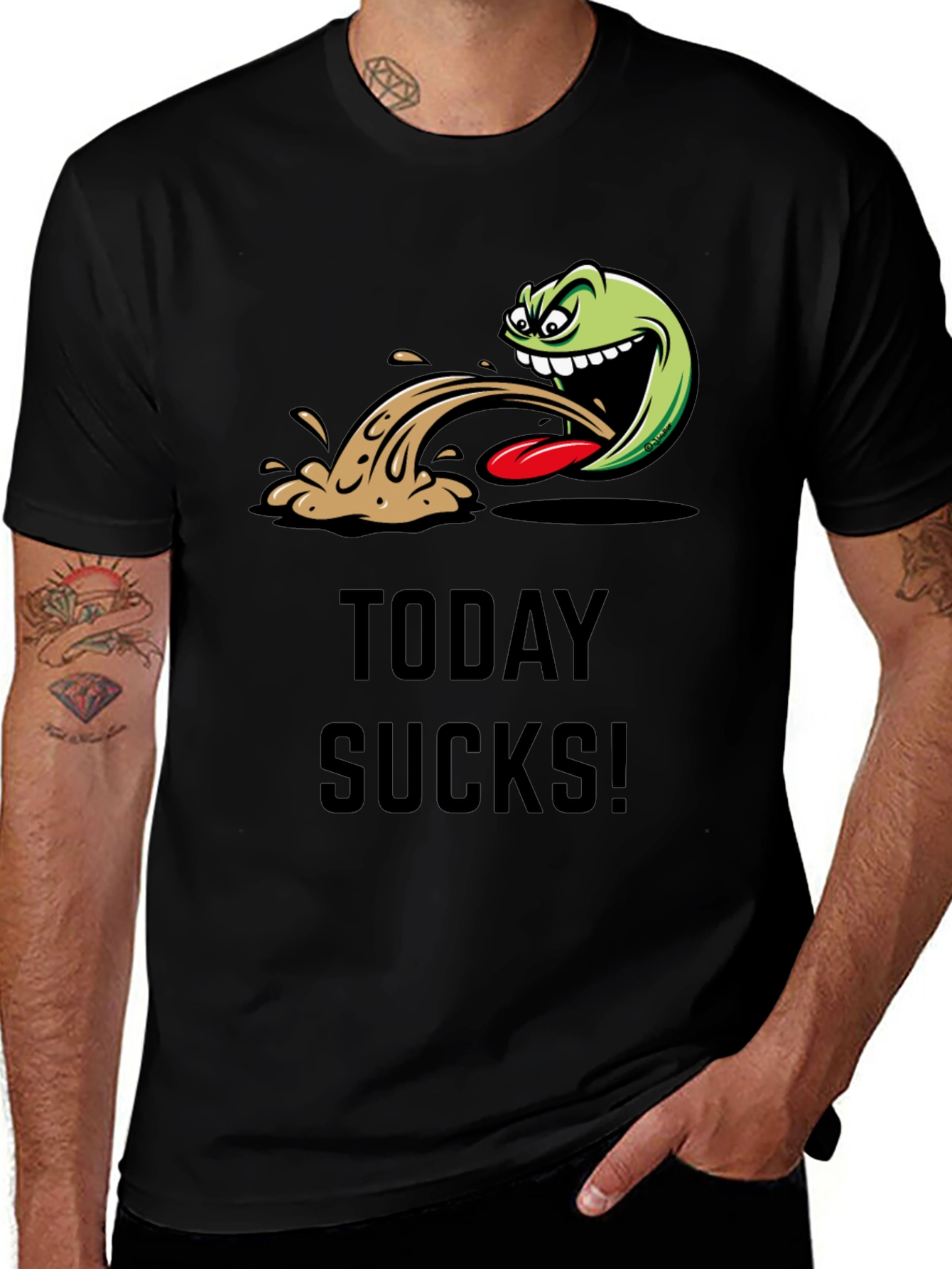 Variant 24 of Today Sucks Graphic Tee - Black Cotton Blend T-Shirt