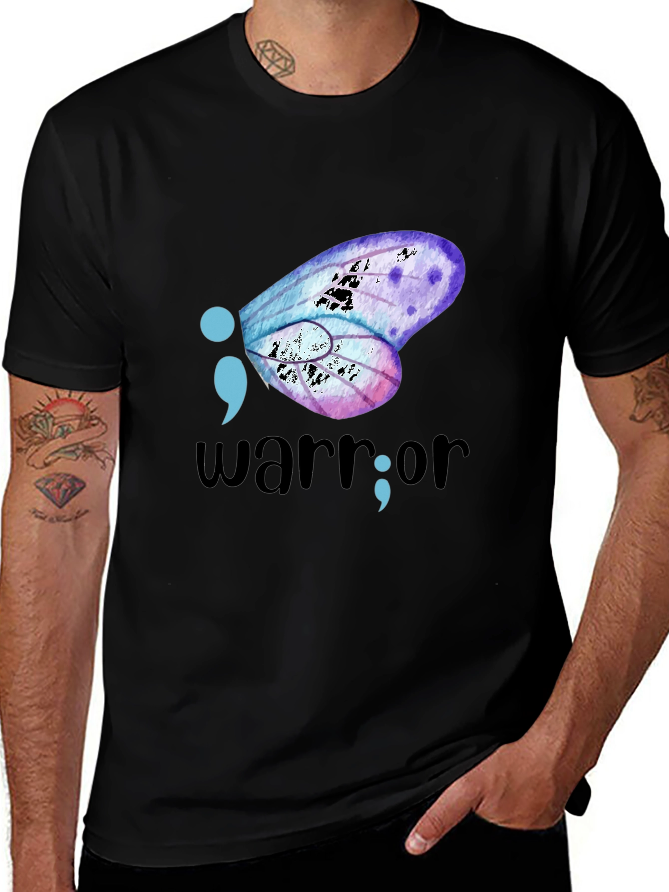 Variant 22 of Semicolon Butterfly Warrior Graphic Tee