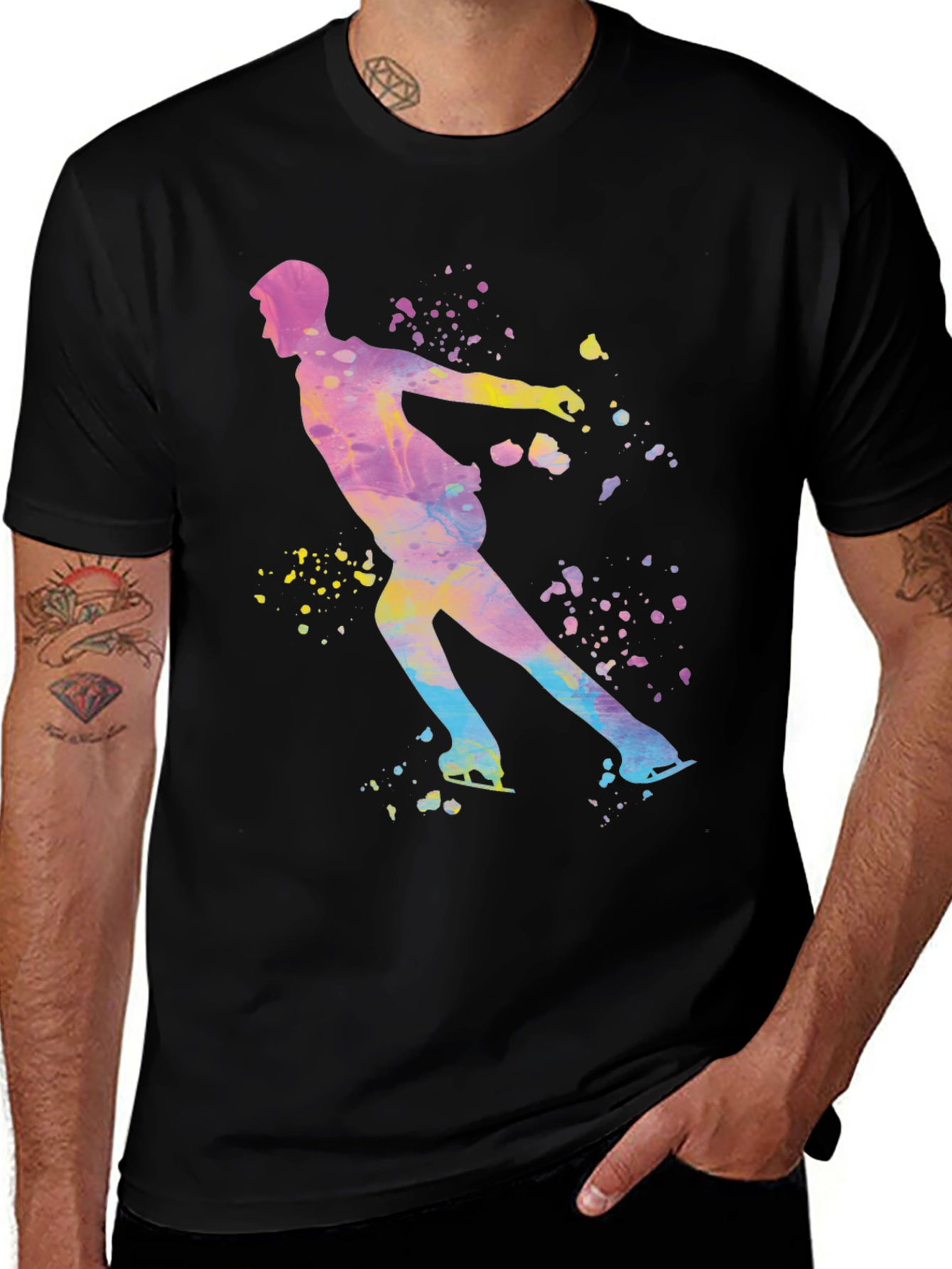 Variant 5 of Colorful Figure Skater Graphic Tee - Artistic Ice Skating Shirt
