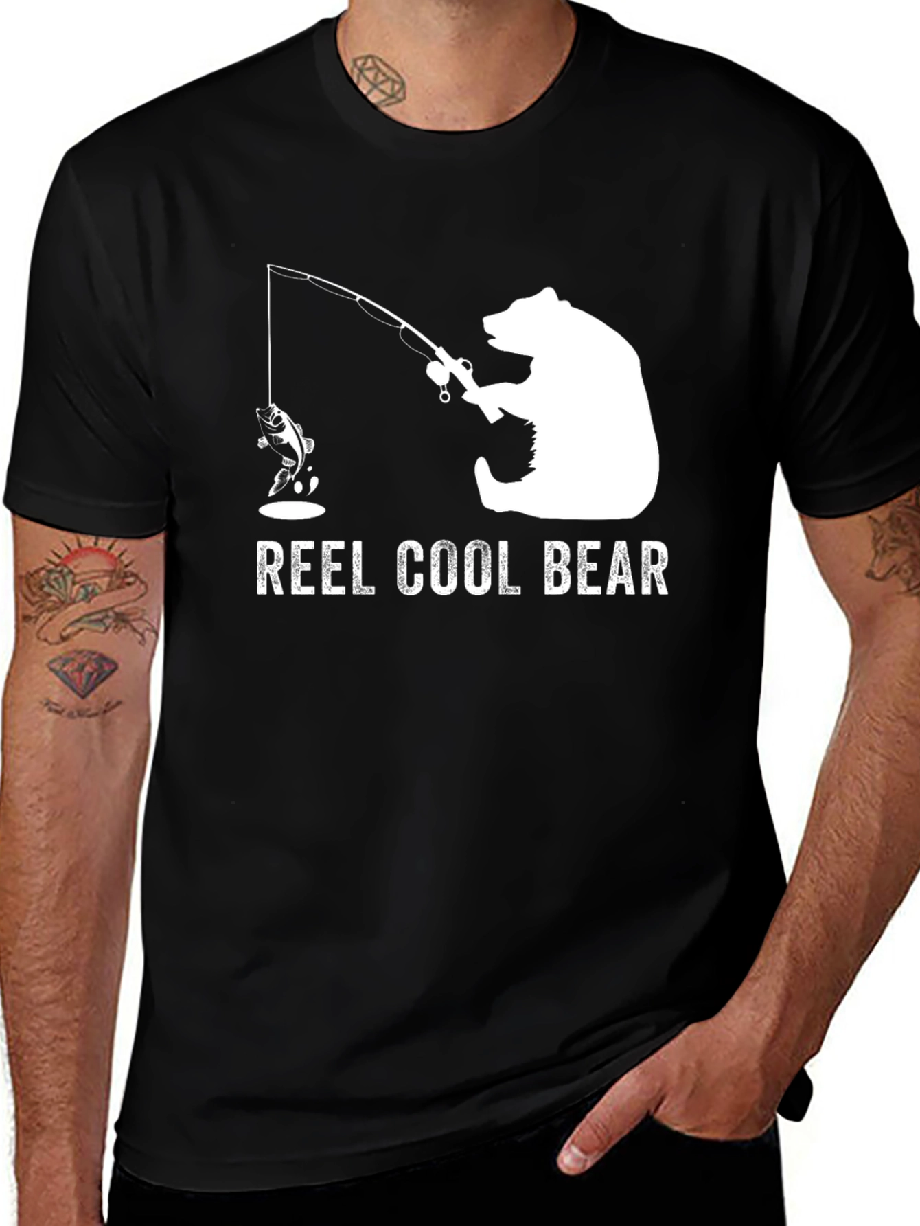 Variant 19 of Reel Cool Bear T-Shirt - Fishing Graphic Tee