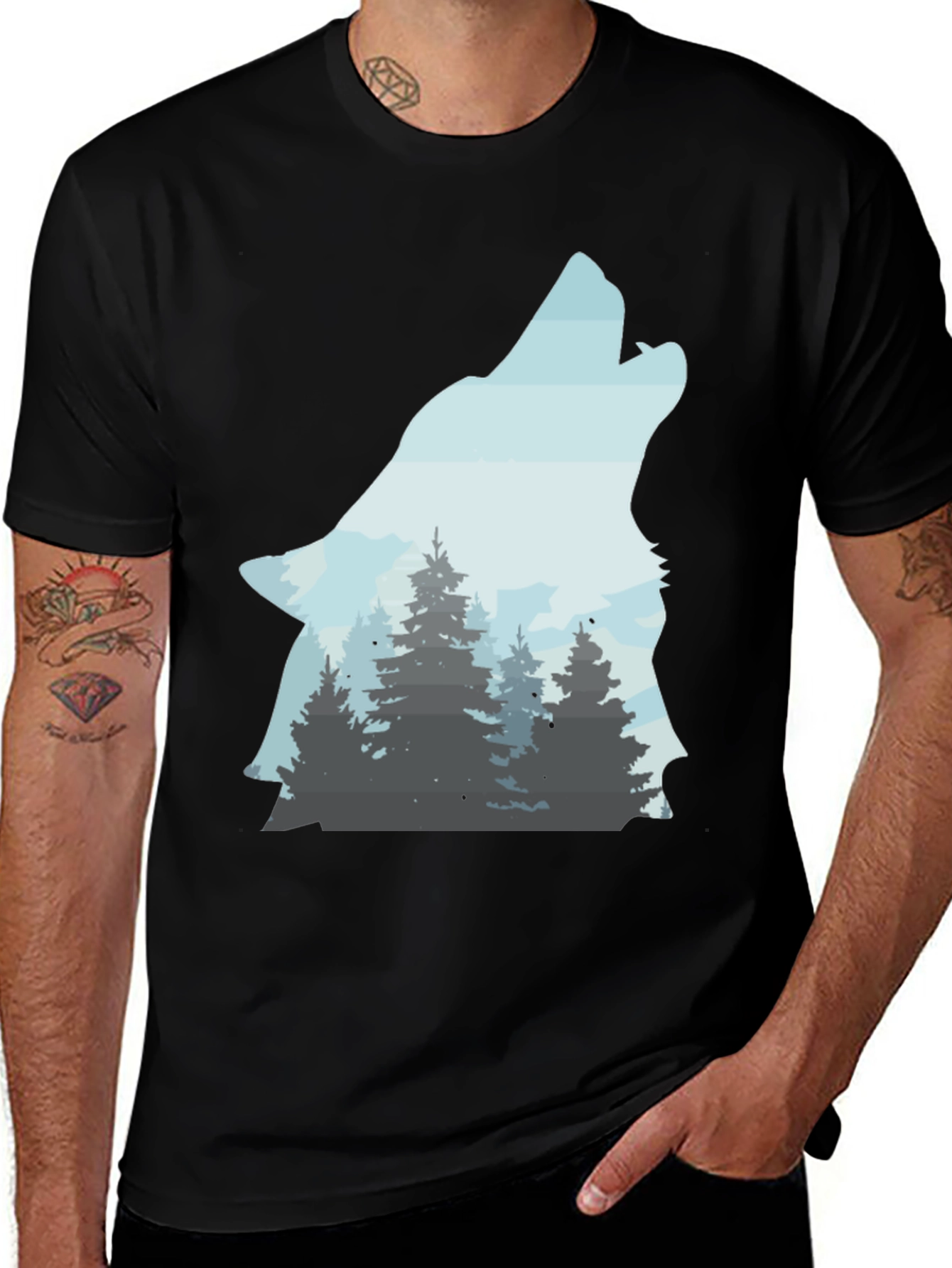 Variant 4 of Wolf Forest T-Shirt - Nature Inspired Graphic Tee