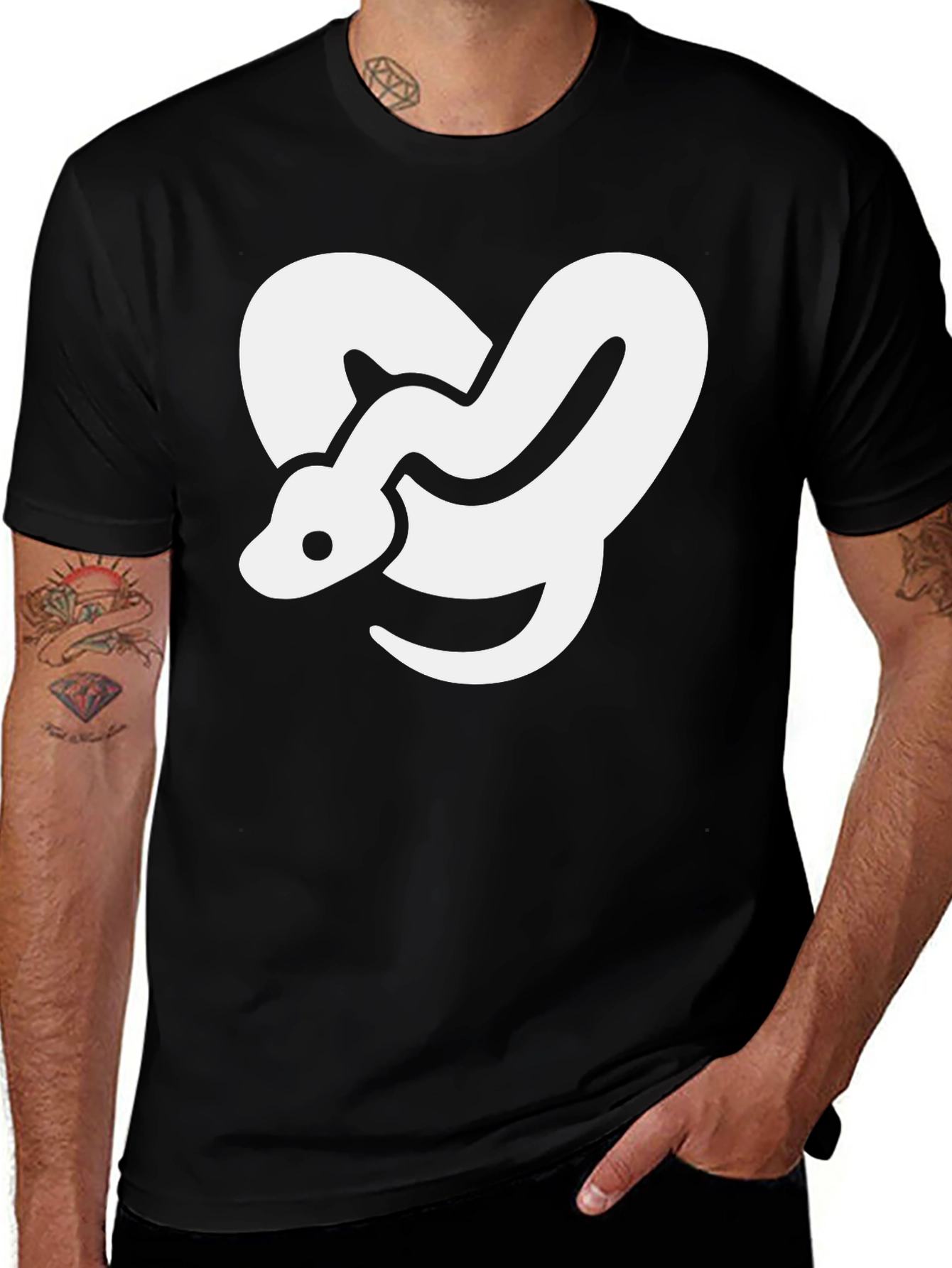 Variant 27 of Snake Heart Graphic T-Shirt - Black Cotton Tee