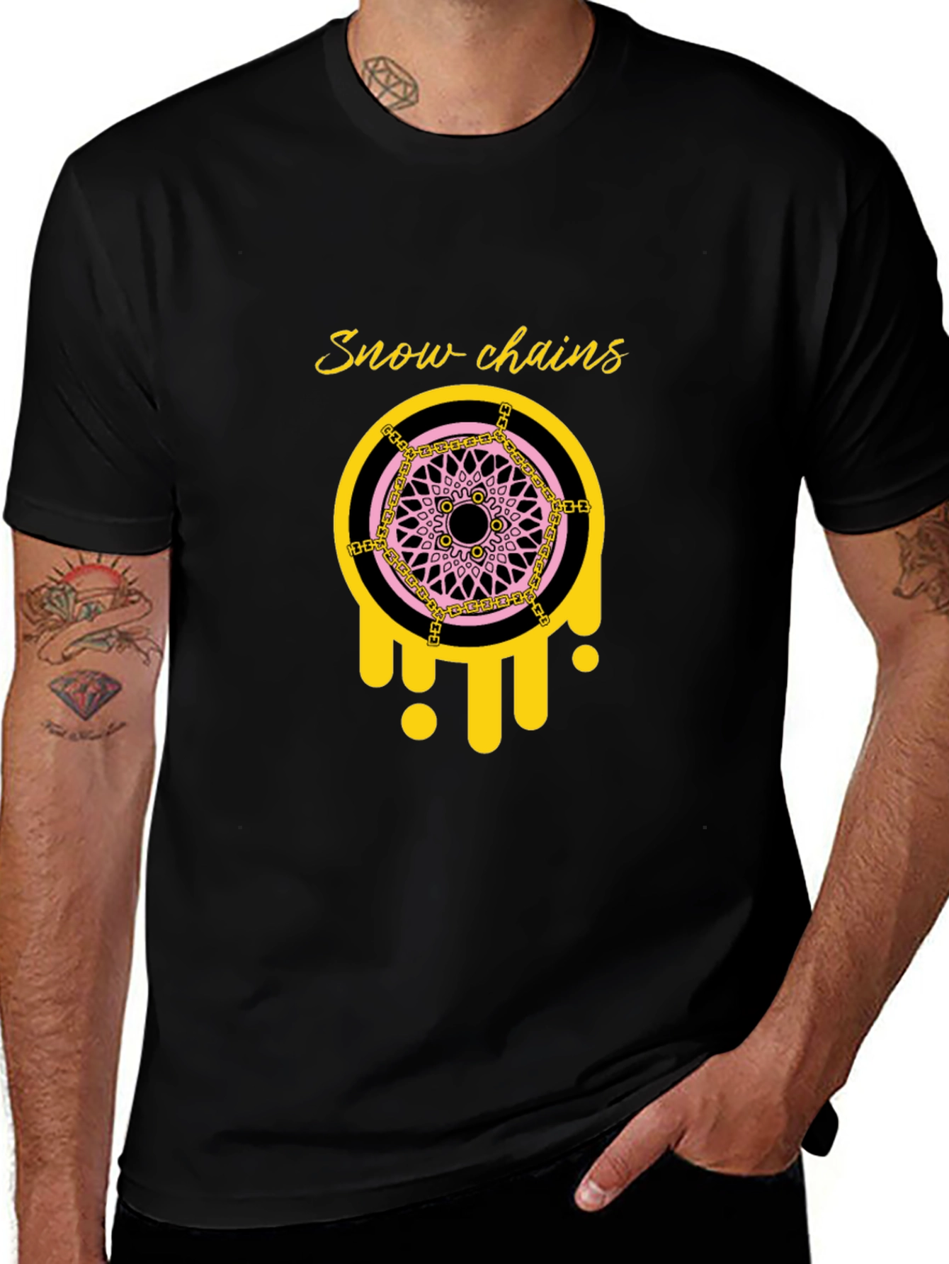 Variant 6 of Snow Chains Graphic Tee - Trendy Black T-Shirt