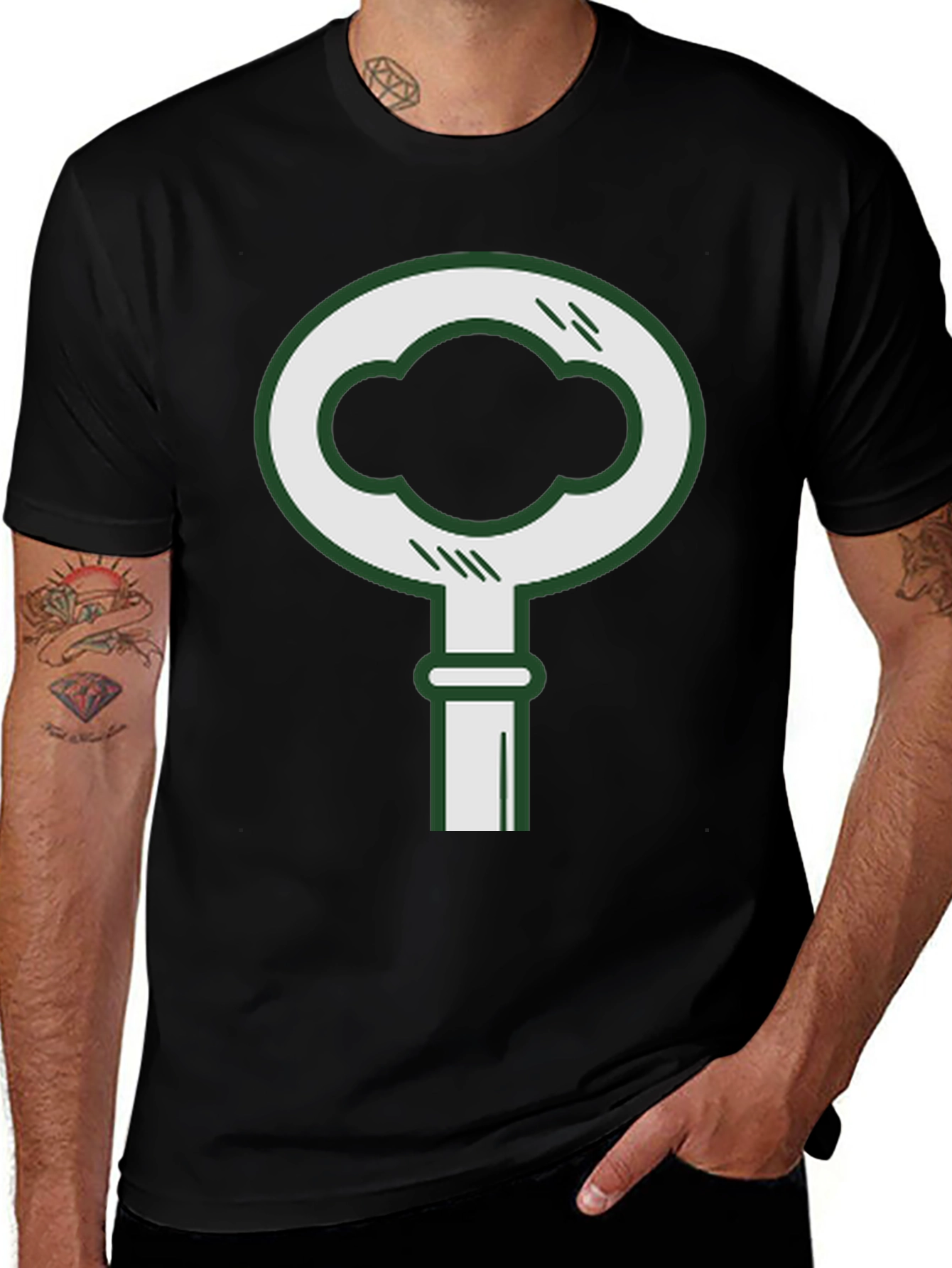 Modern Key Graphic Tee - Stylish Black Cotton T-Shirt
