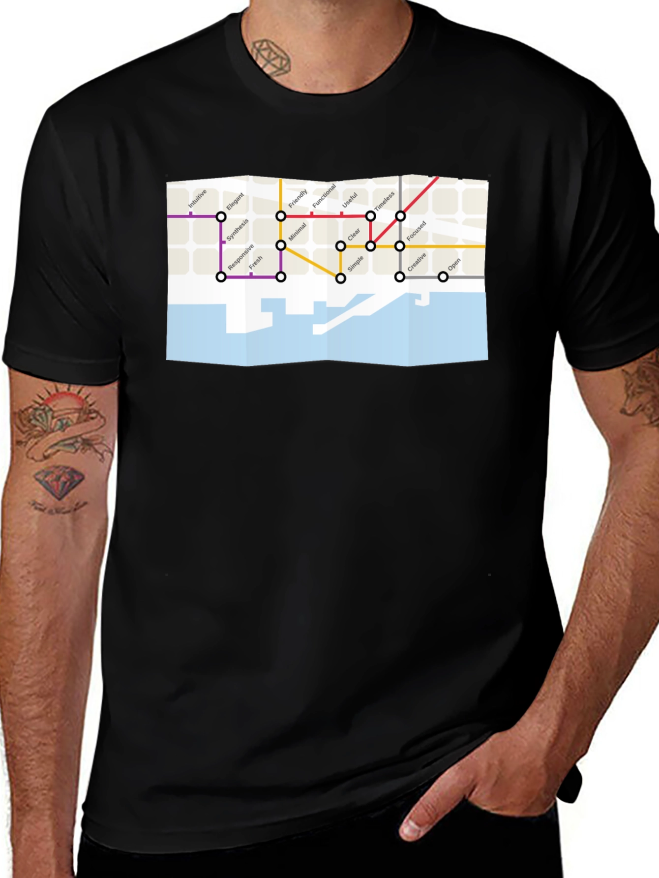 Variant 23 of Modern Graphic Tee - City Concept Map