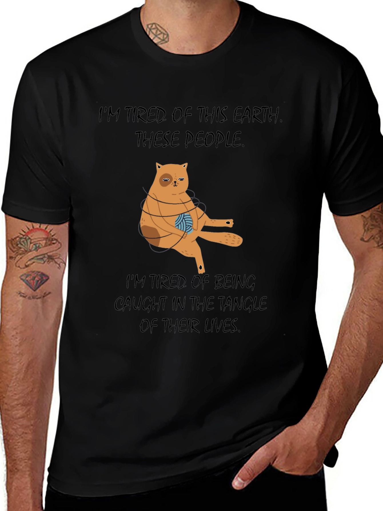 Tired Cat T-Shirt - Earth, People, and Tangles
