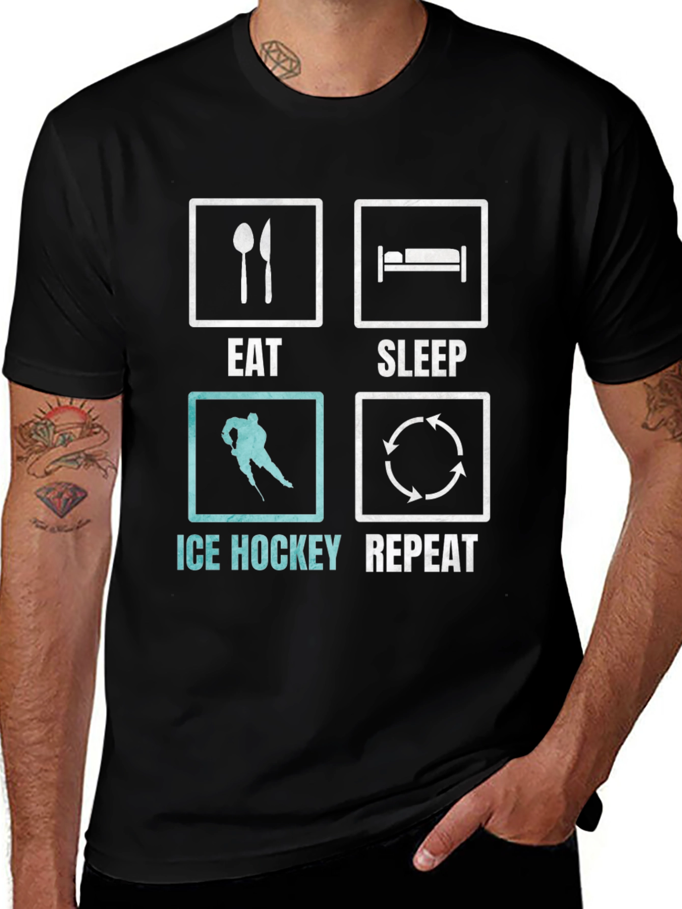 Variant 9 of Eat Sleep Ice Hockey Repeat Black T-Shirt