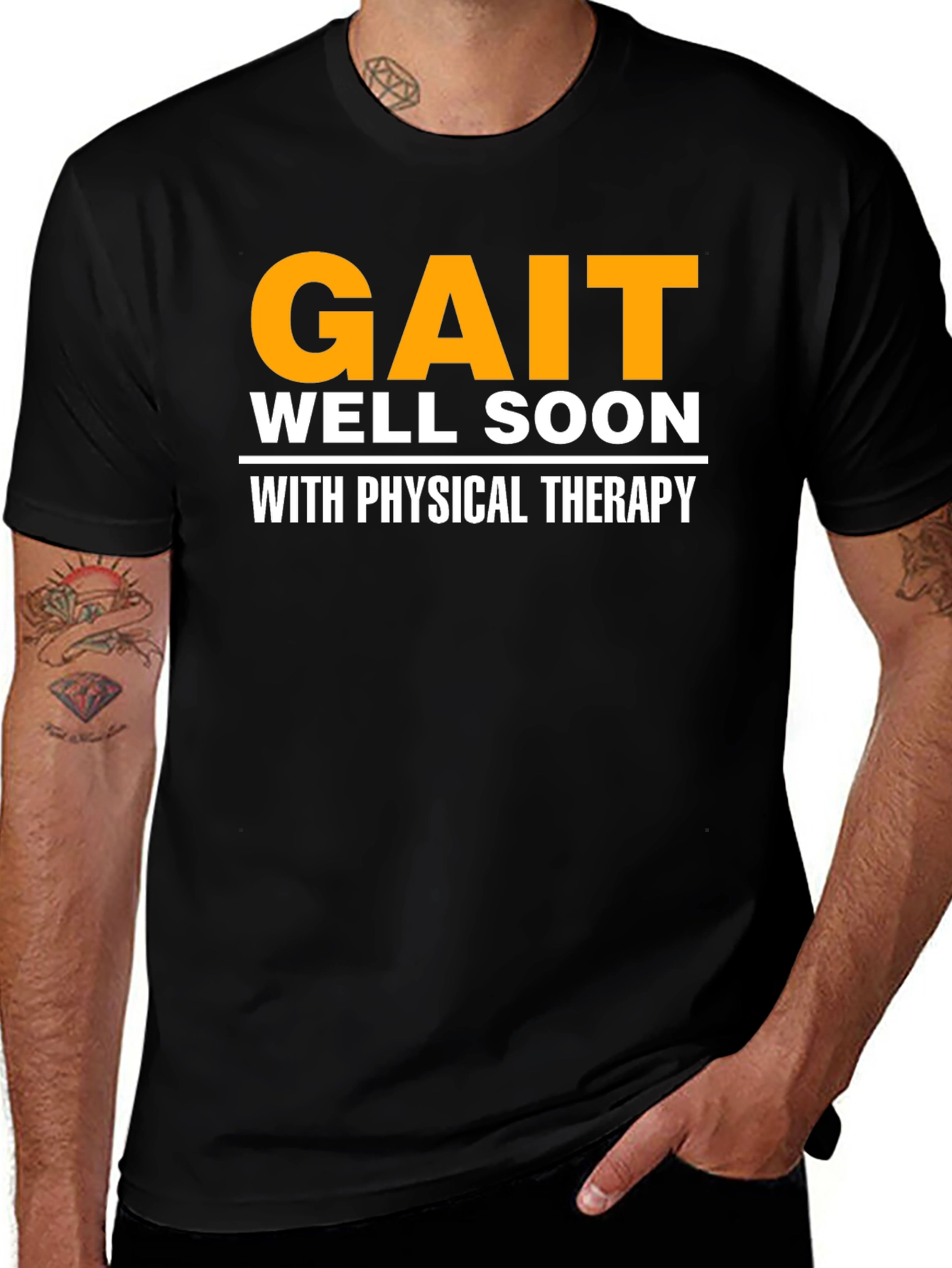 Variant 6 of Gait Well Soon Physical Therapy Black T-Shirt
