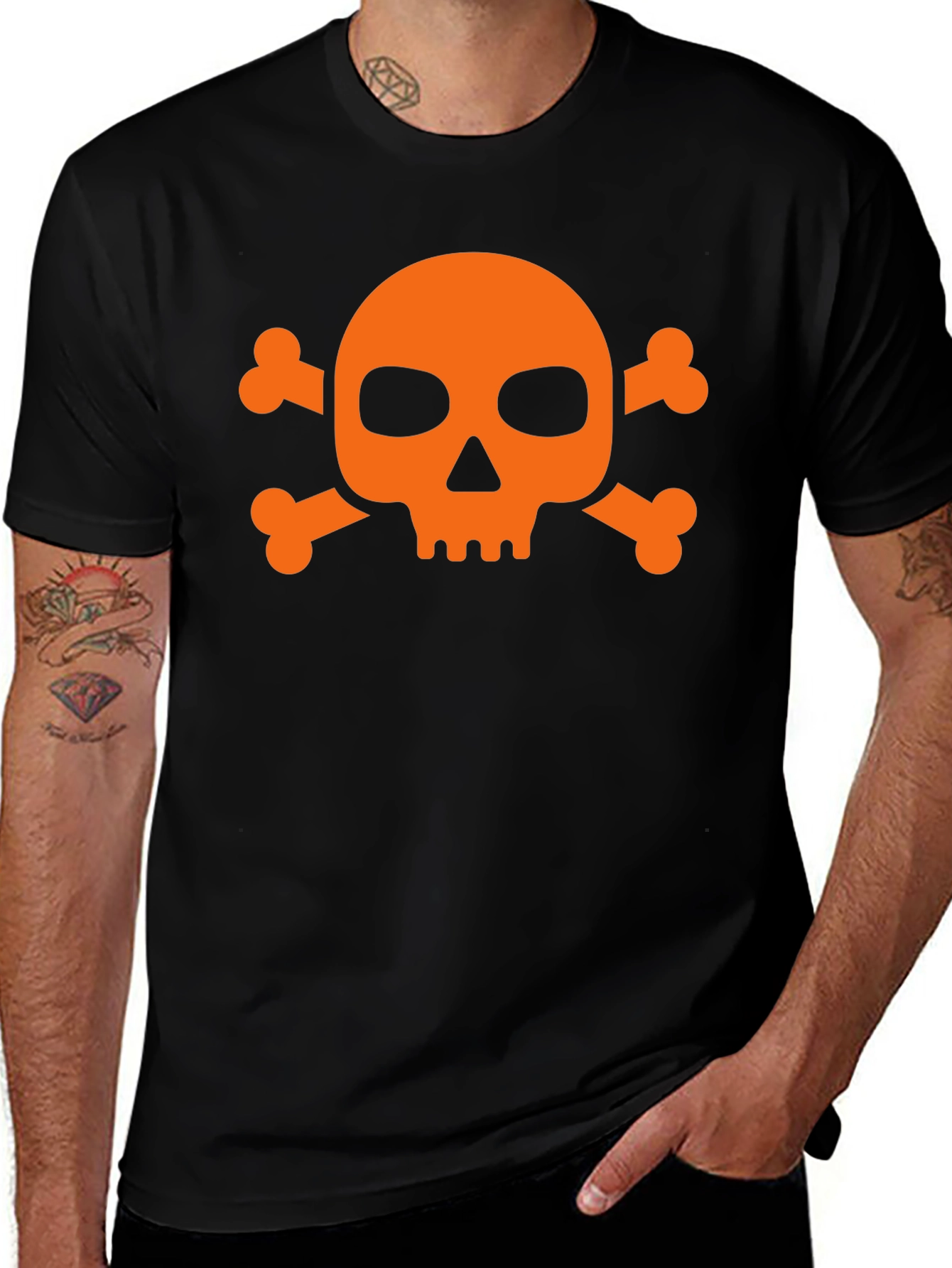 Variant 4 of Skull & Crossbones Graphic T-Shirt - Men's Black Tee