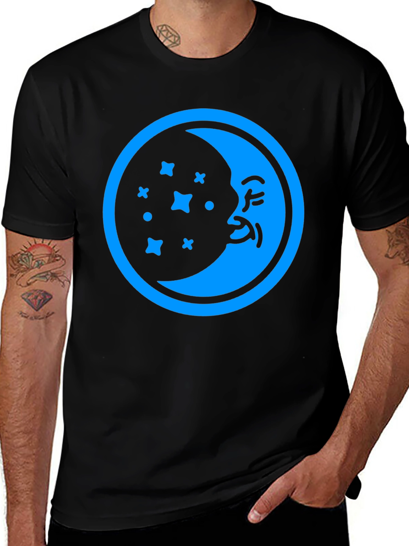 Variant 28 of Moon Face Graphic Tee - Soft Black Cotton T-Shirt