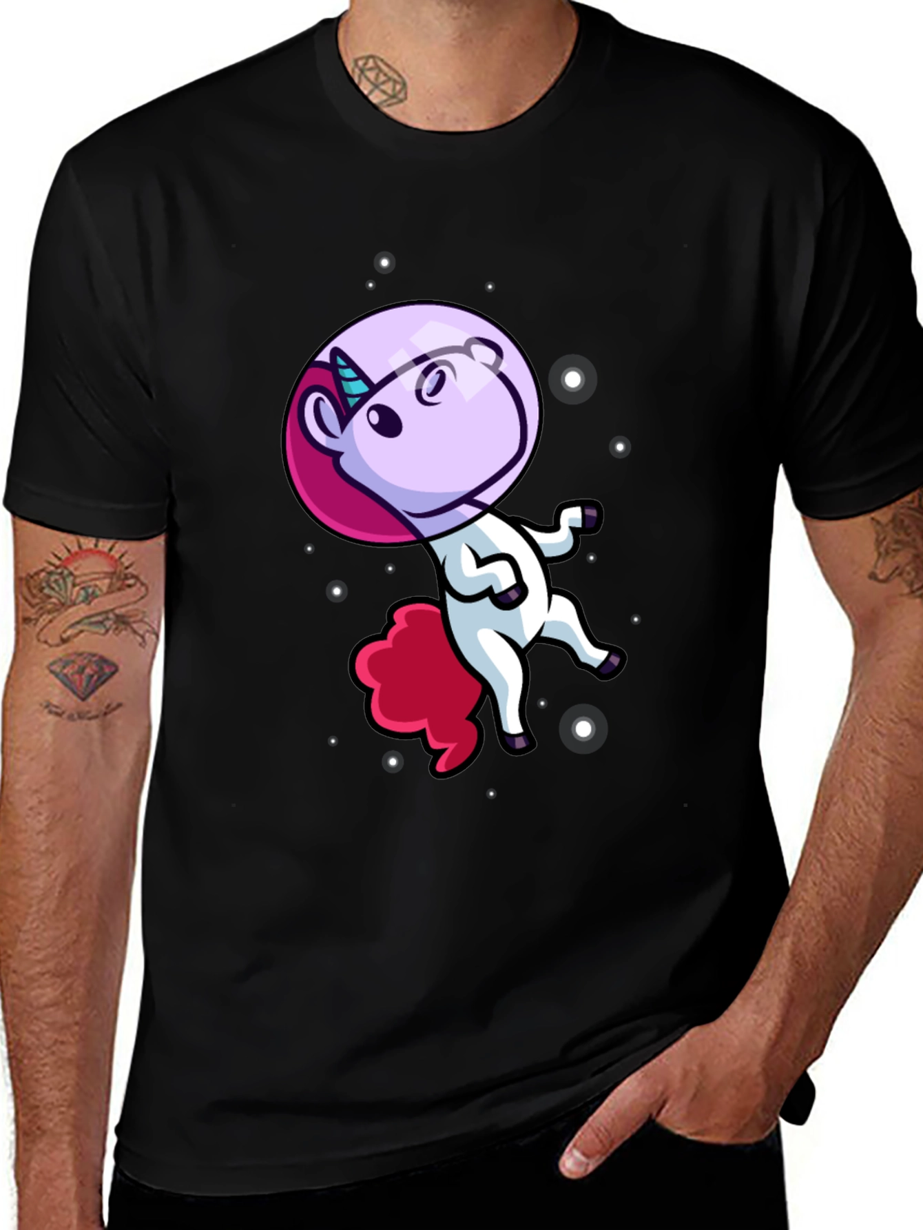 Variant 23 of Astronaut Unicorn Black T-Shirt