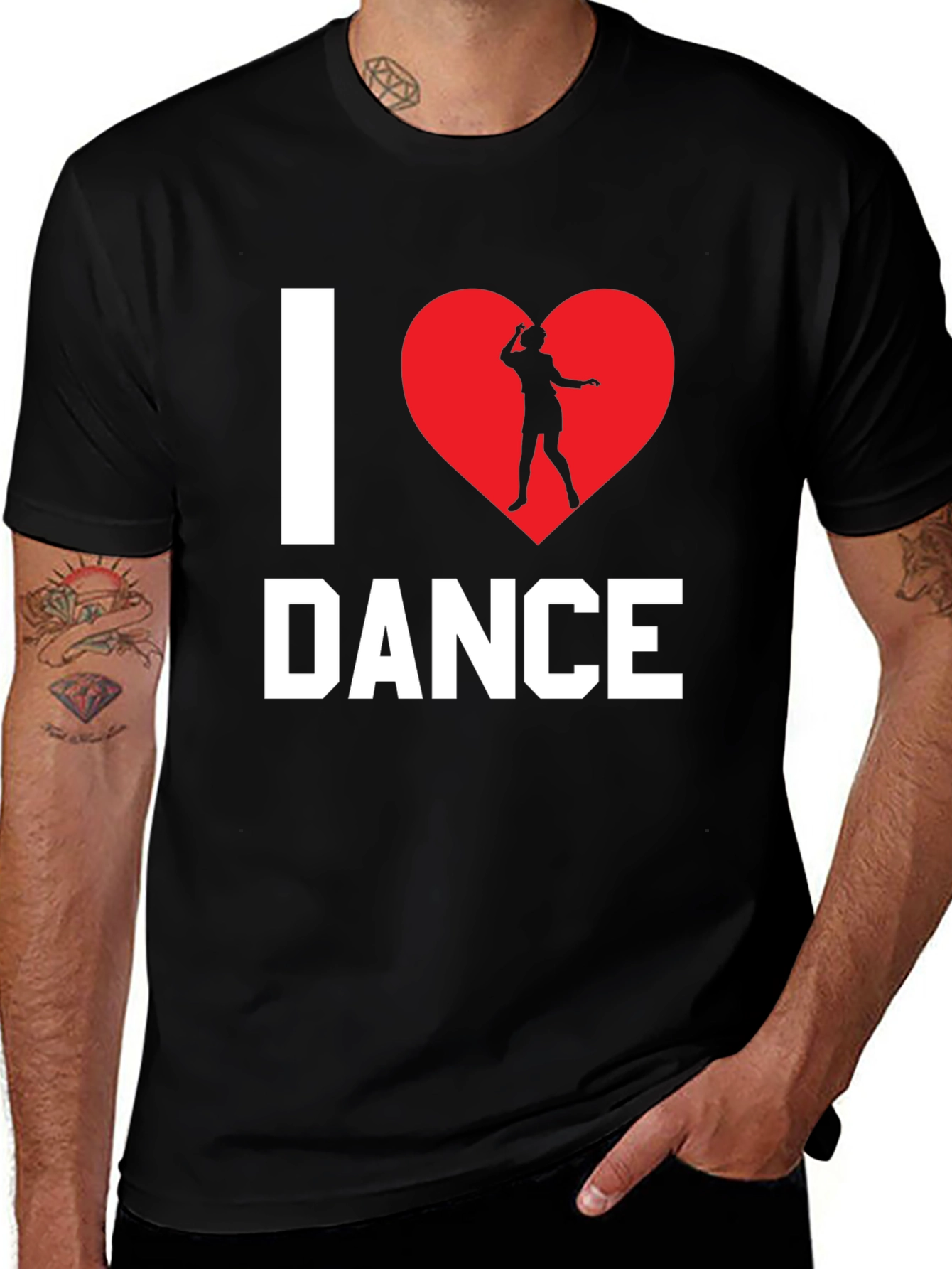 Variant 12 of I Love Dance T-Shirt - Black Cotton Graphic Tee